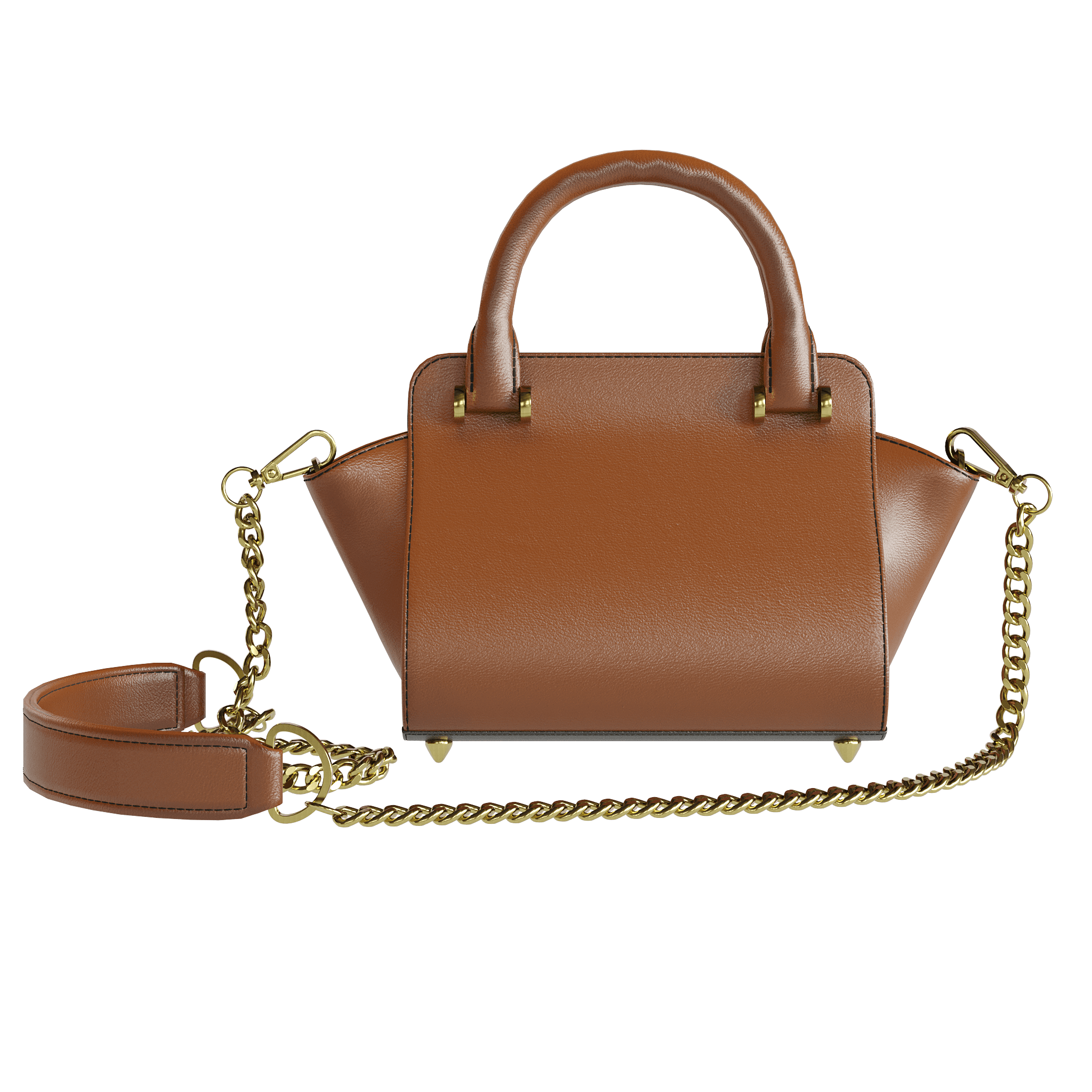 Tobacco Brown Purse With Flared Gussets