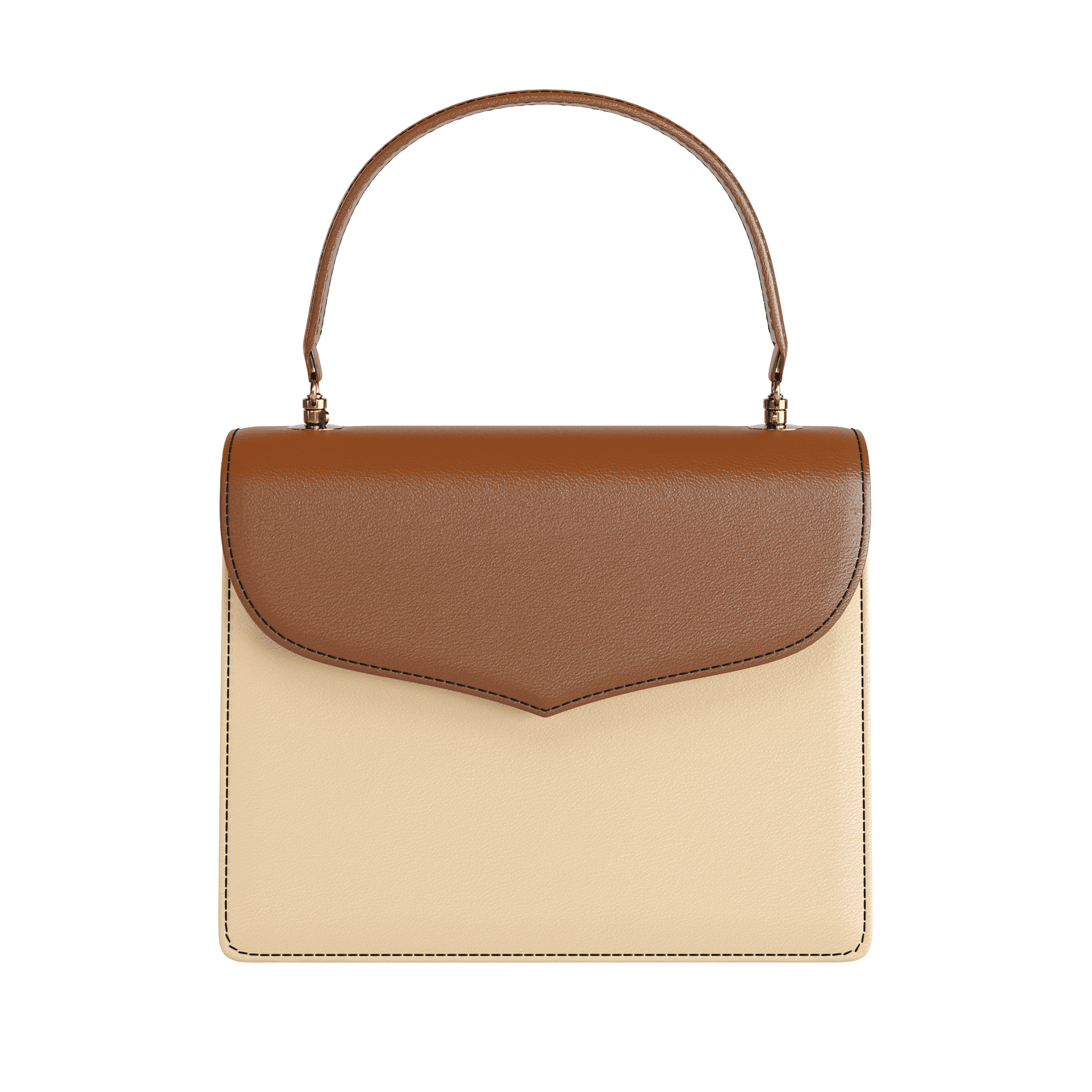 Two Tone Brown Handbag In Vegetable Tanned Leather