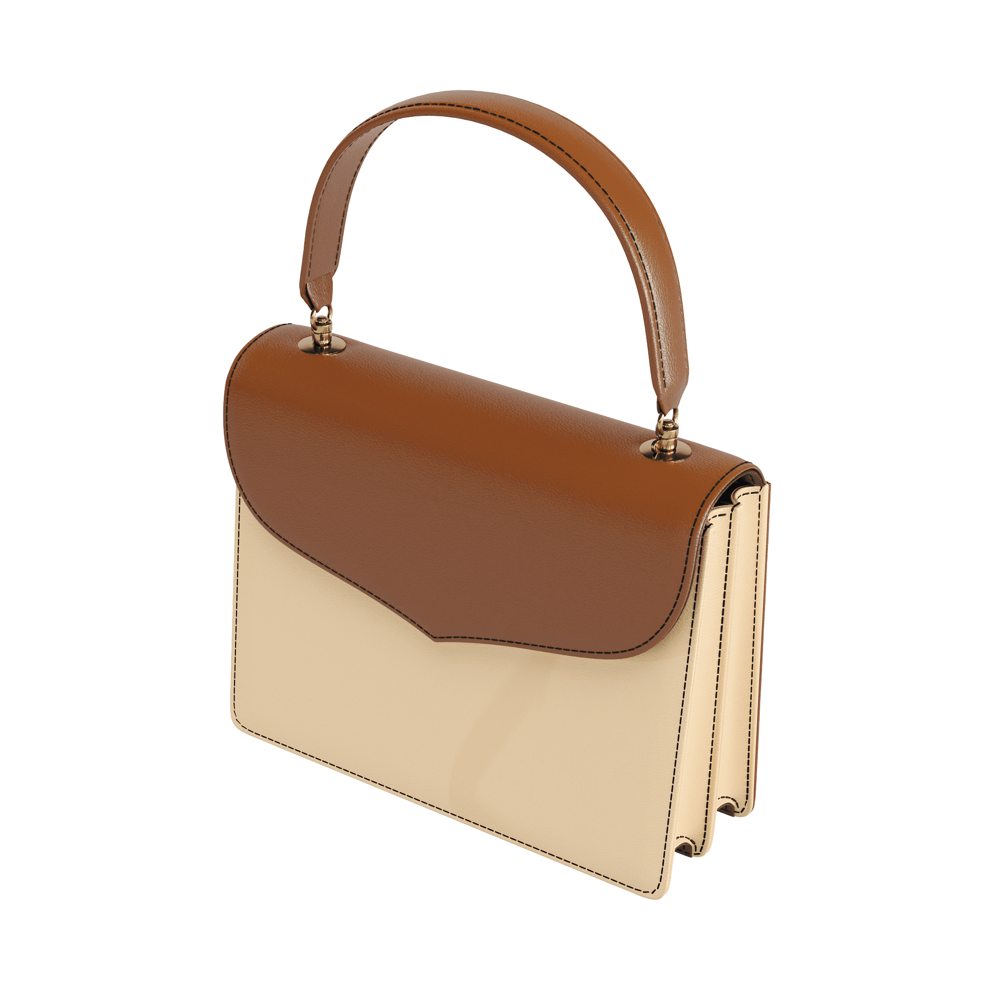 Two Tone Brown Handbag In Vegetable Tanned Leather