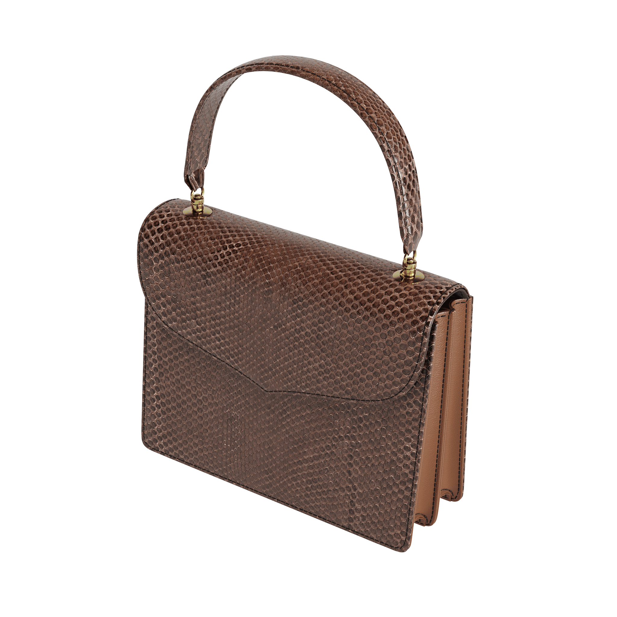 Dark Brown Fine Python Scale Handbag