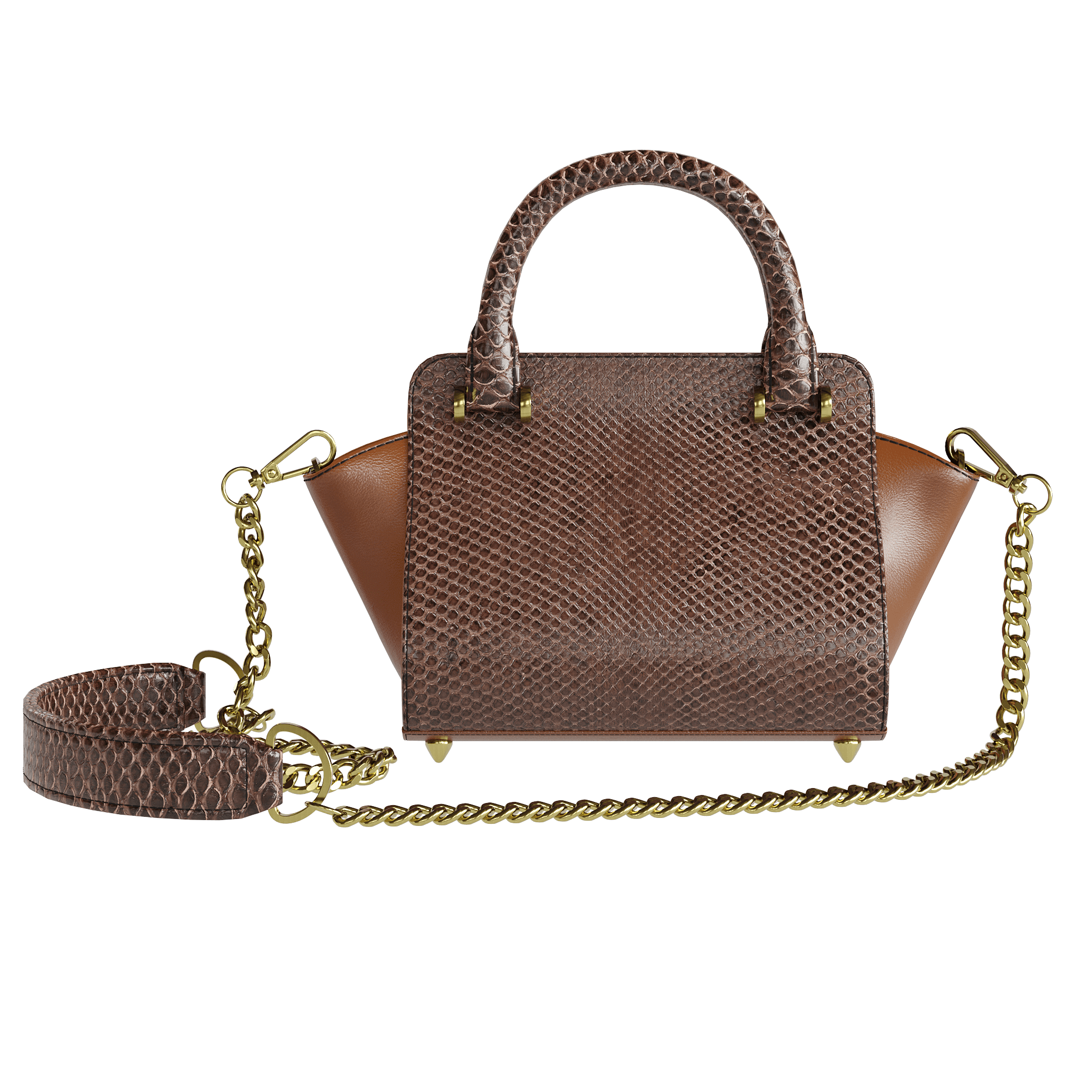 Fine Brown Python Handbag With Dark Tanned Accents