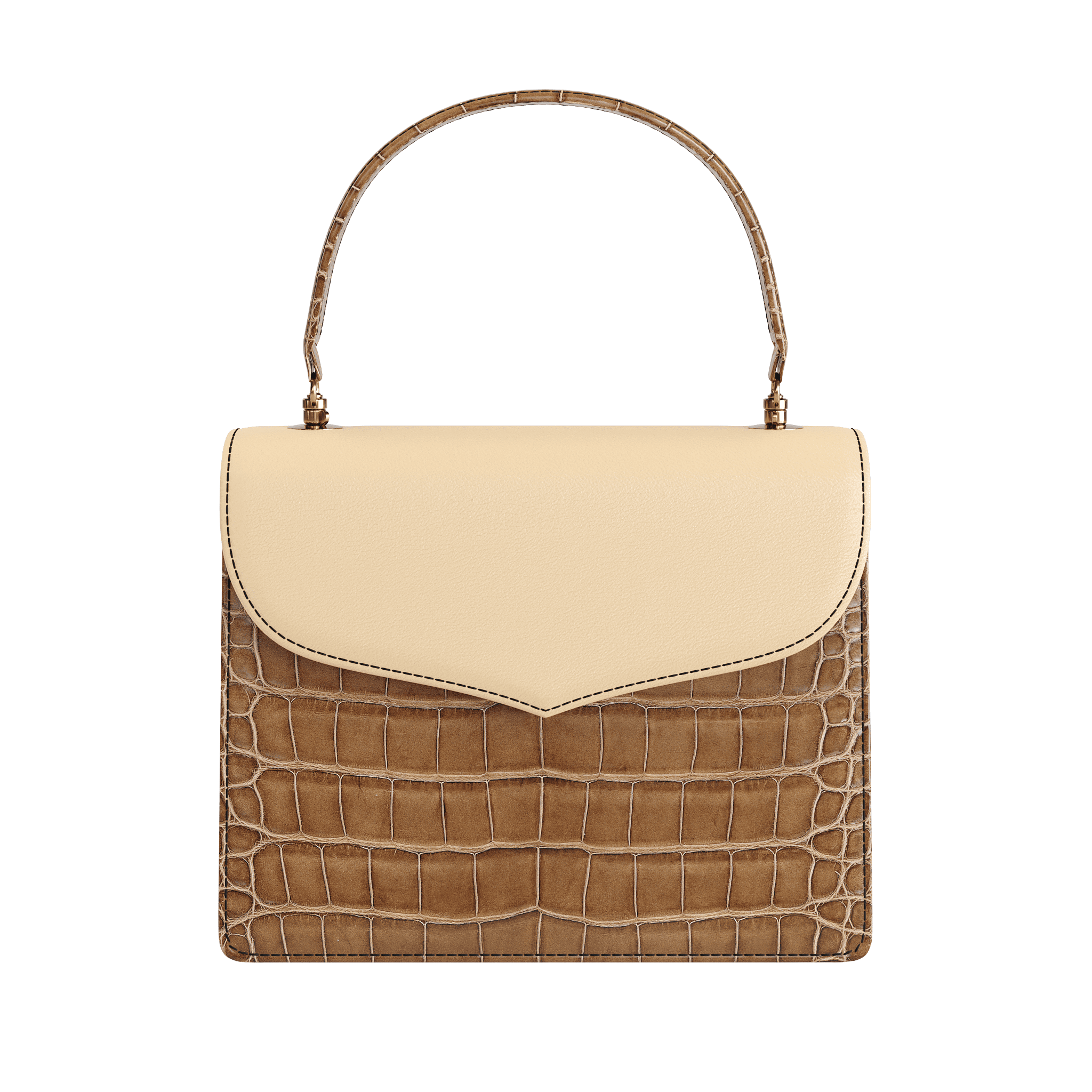 Luxury Handbag In Brown Alligator & Natural Veggie Tanned Accents