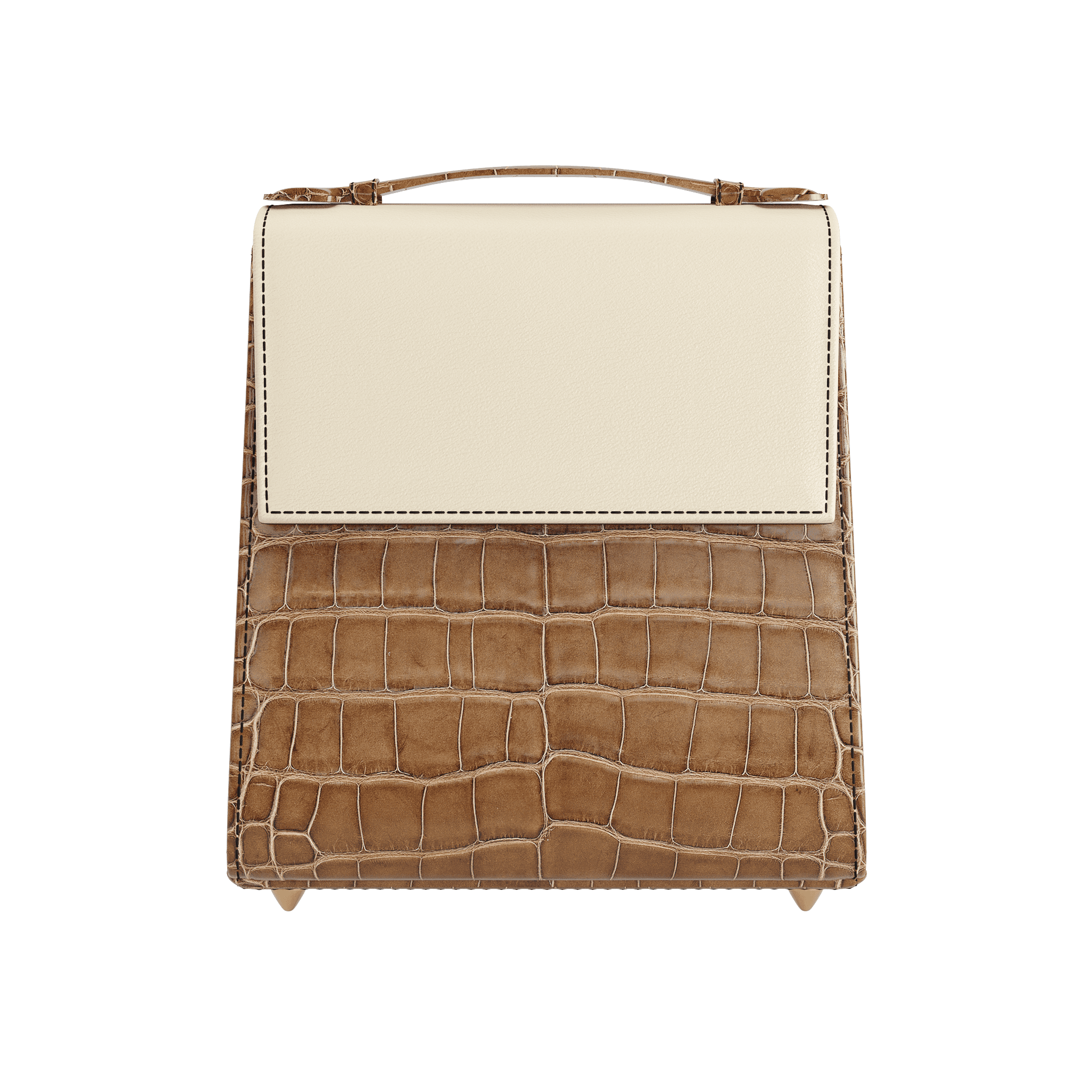 Cream Box Bag With Authentic Glossy Alligator Body