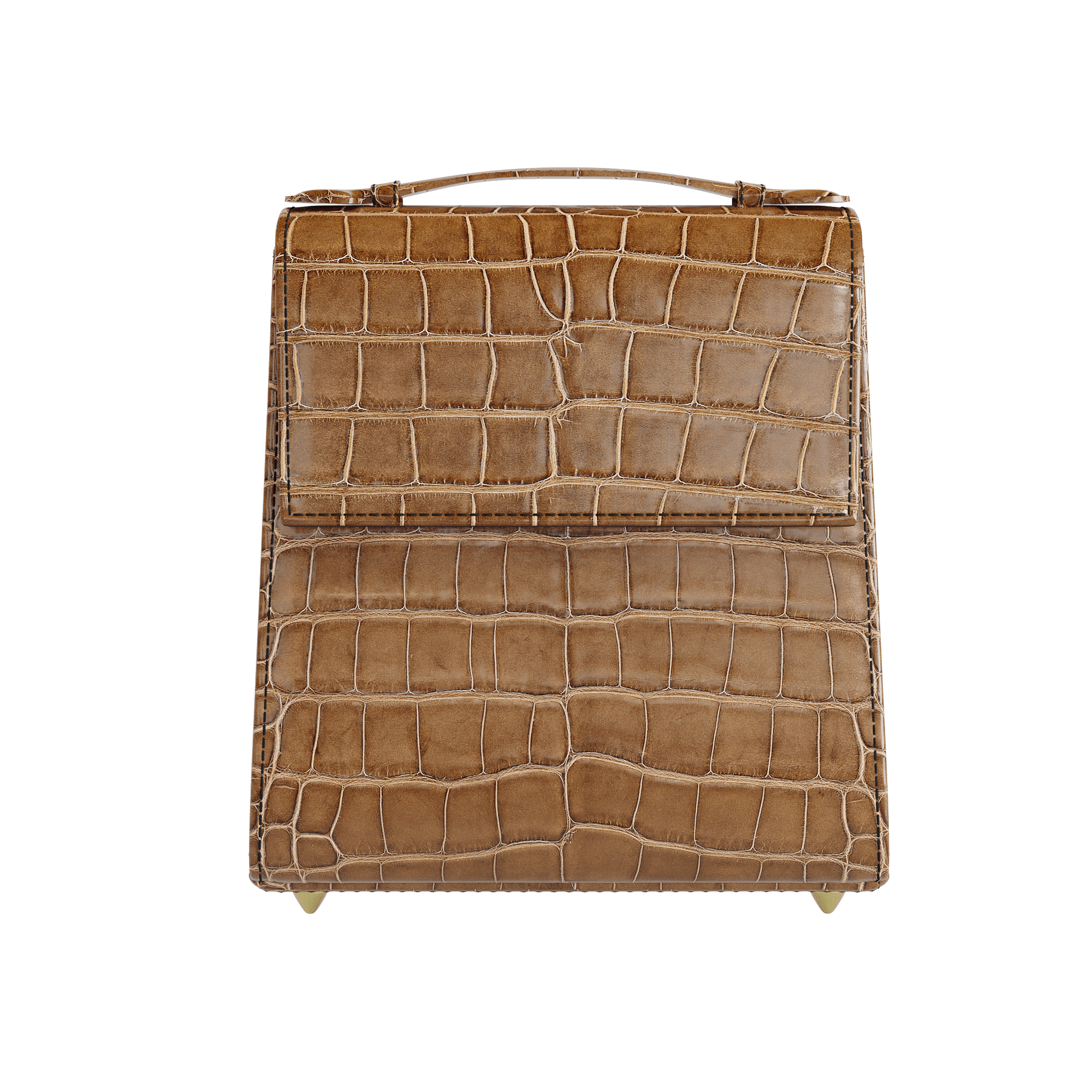 Authentic Luxury Brown Alligator Handbag With Box Style Design