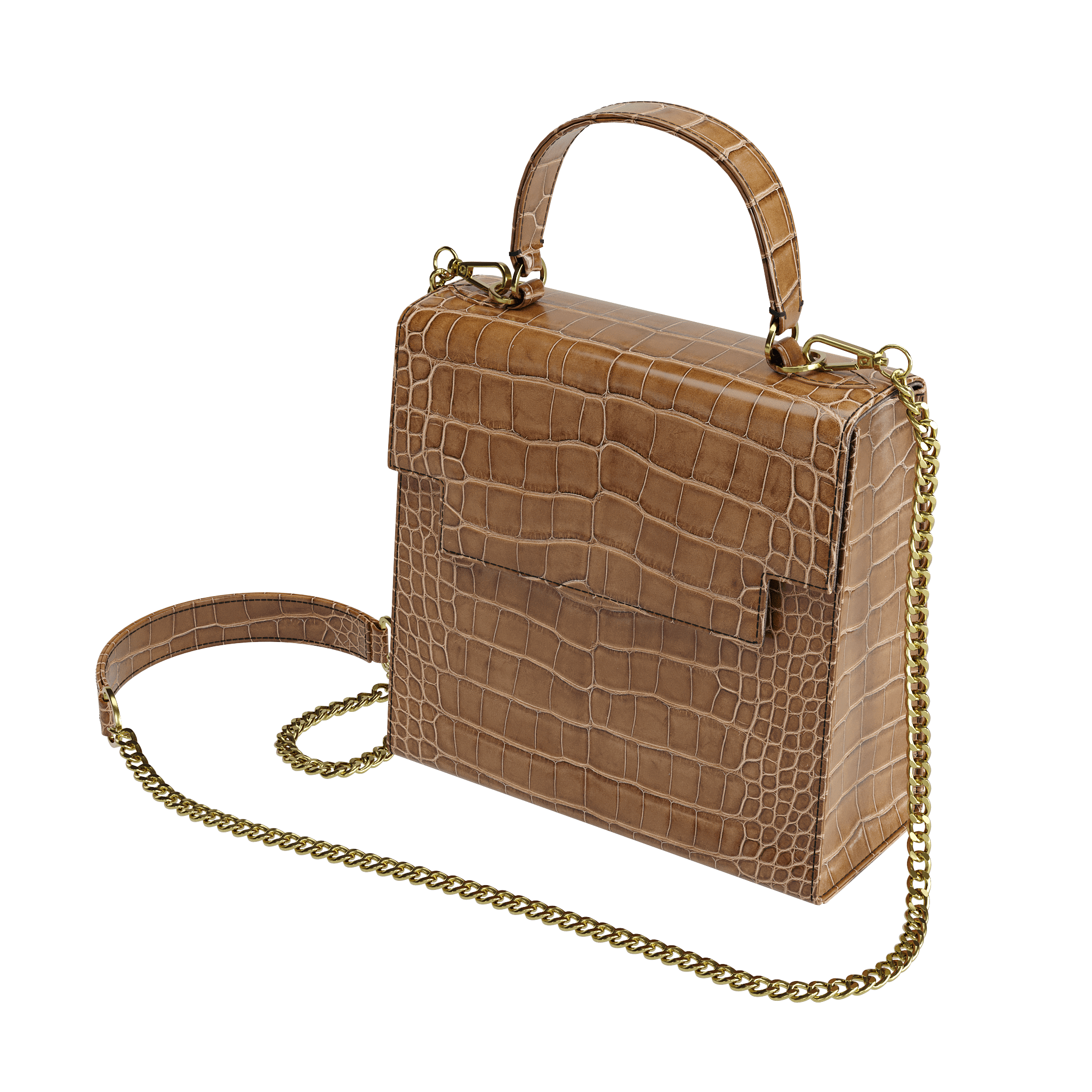 Authentic Brown Alligator Formal Box Handbag - Zelli Handbags