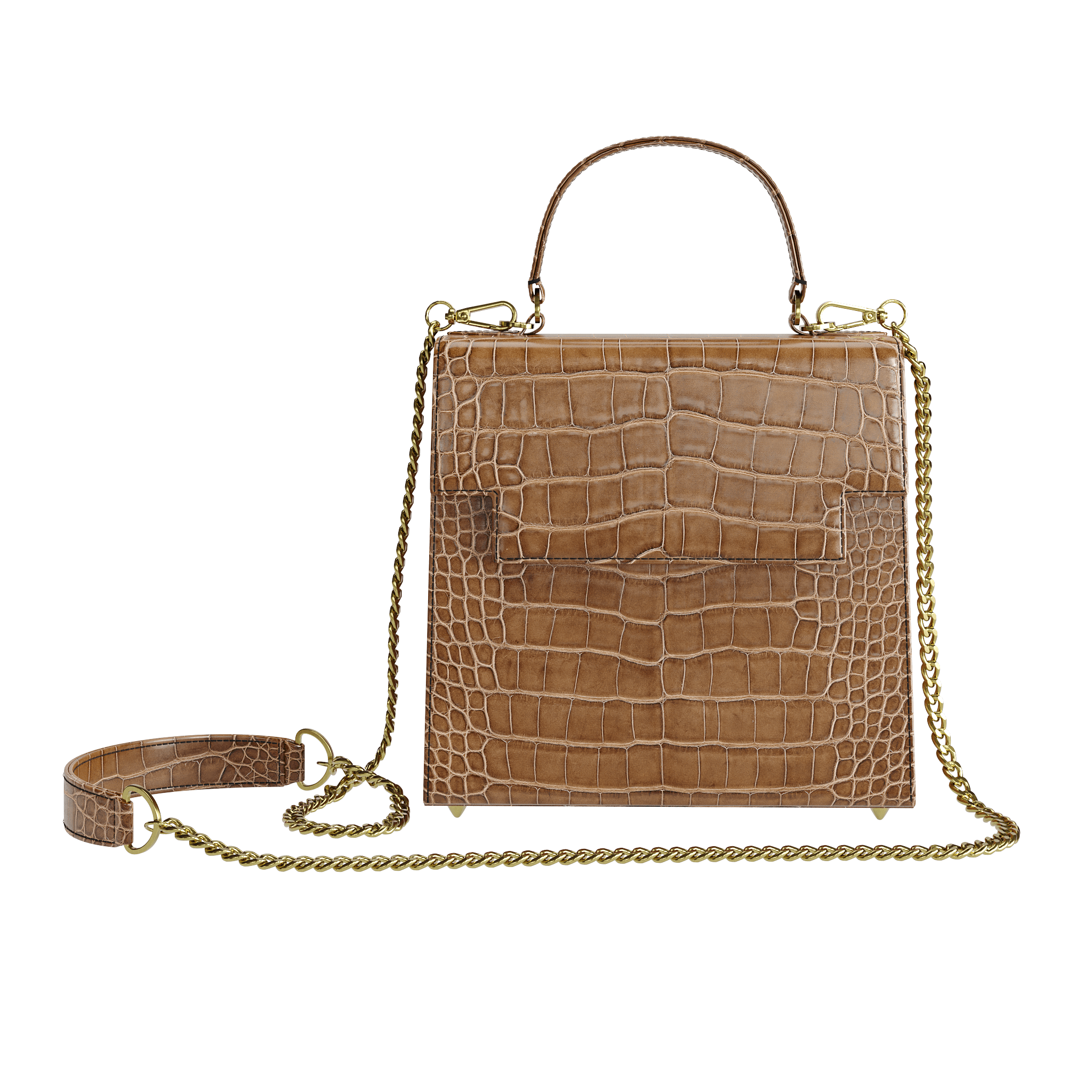 Authentic Brown Alligator Formal Box Handbag - Zelli Handbags