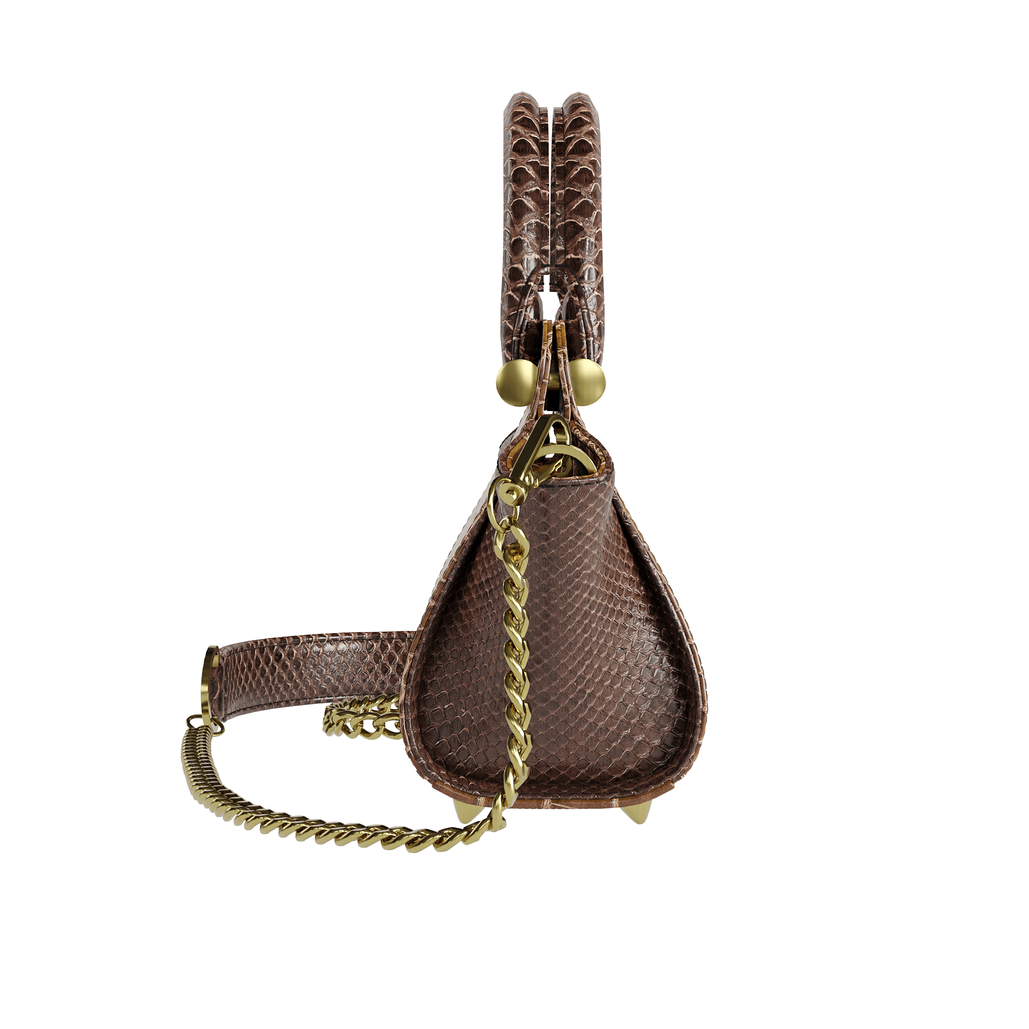 Authentic Brown Alligator Handbag With Fine Python Scale Accents - Zelli Handbags