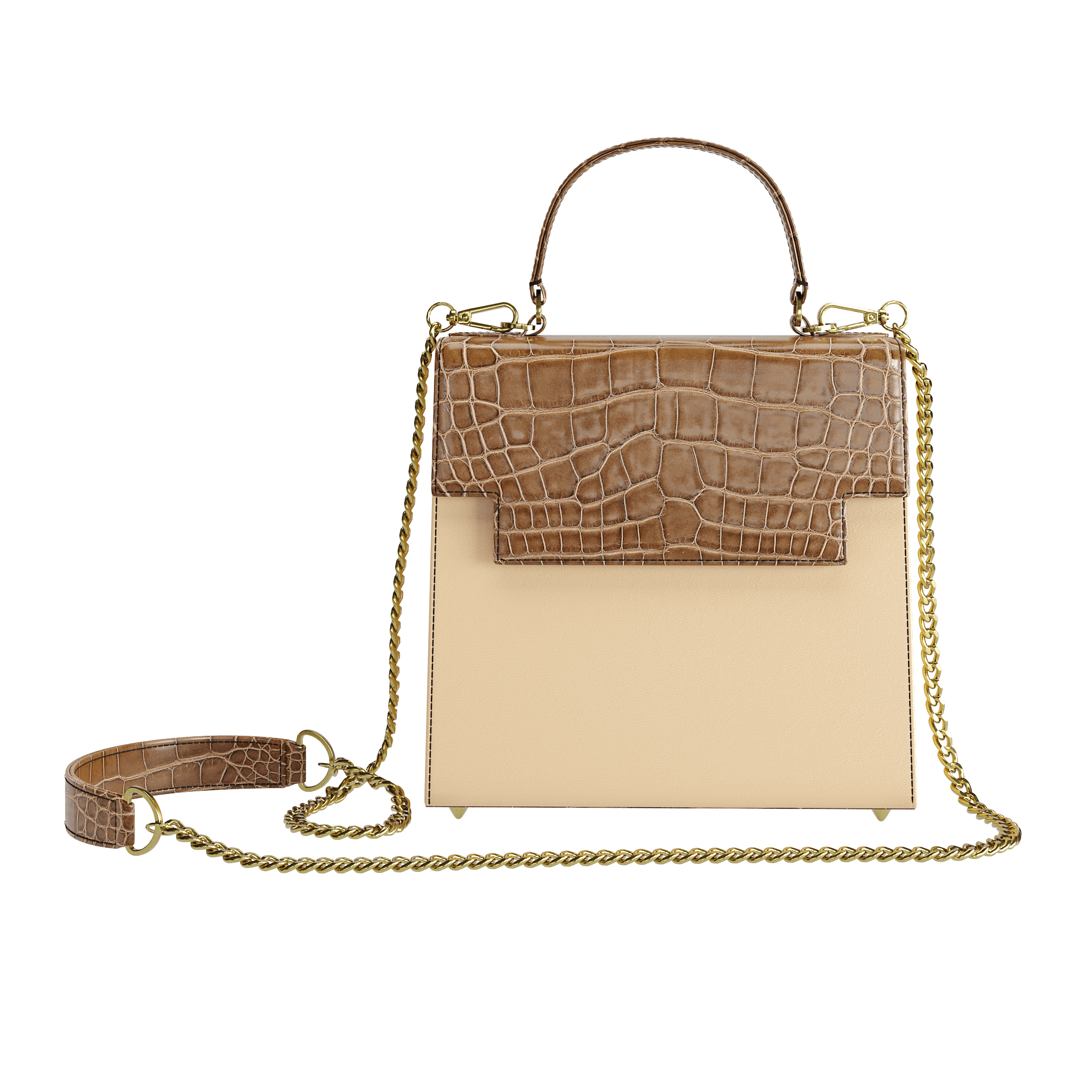 Authentic Brown Alligator Handbag With Natural Vachetta - Zelli Handbags