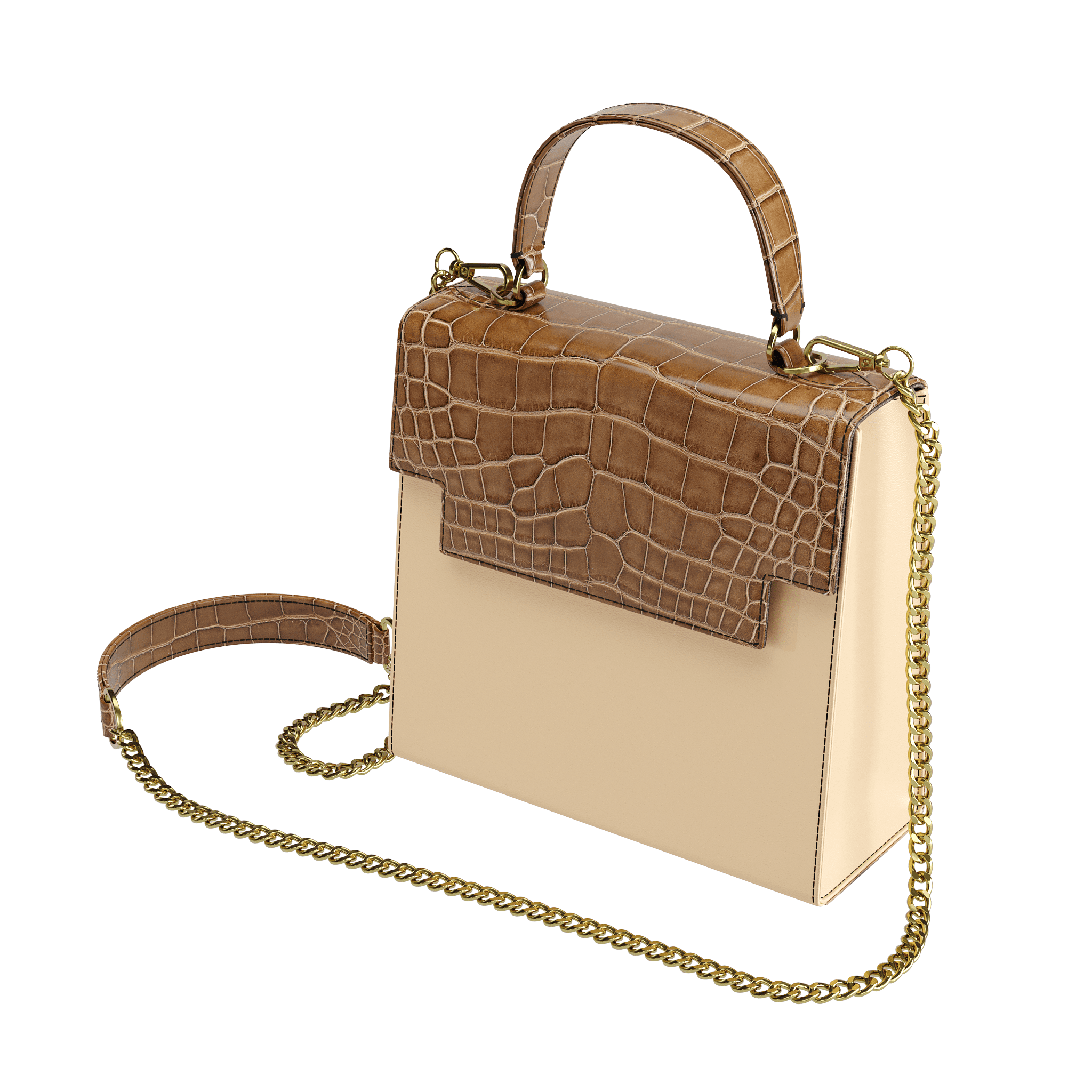 Authentic Brown Alligator Handbag With Natural Vachetta - Zelli Handbags