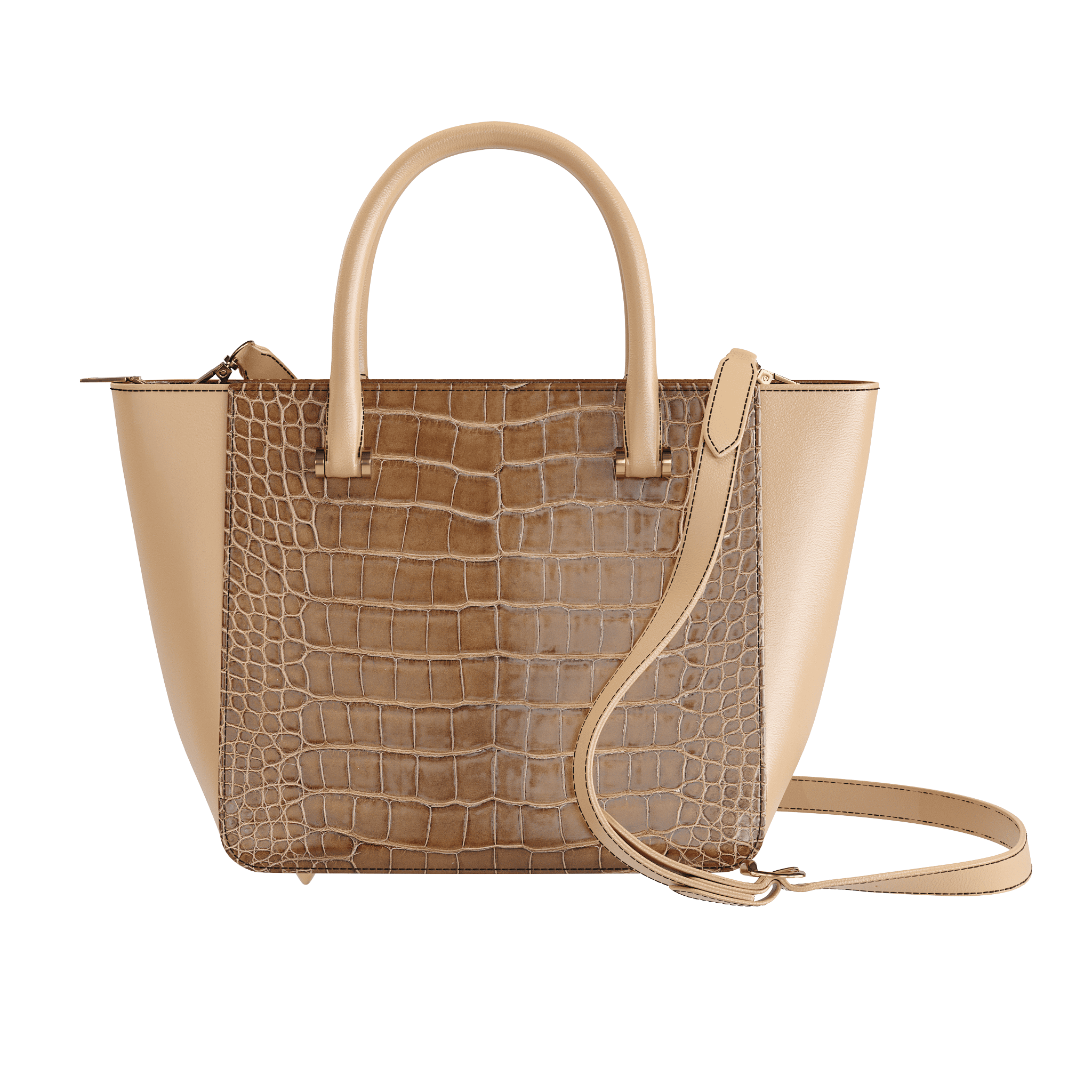 Authentic Brown Alligator Tote With Patina Accents - Zelli Handbags