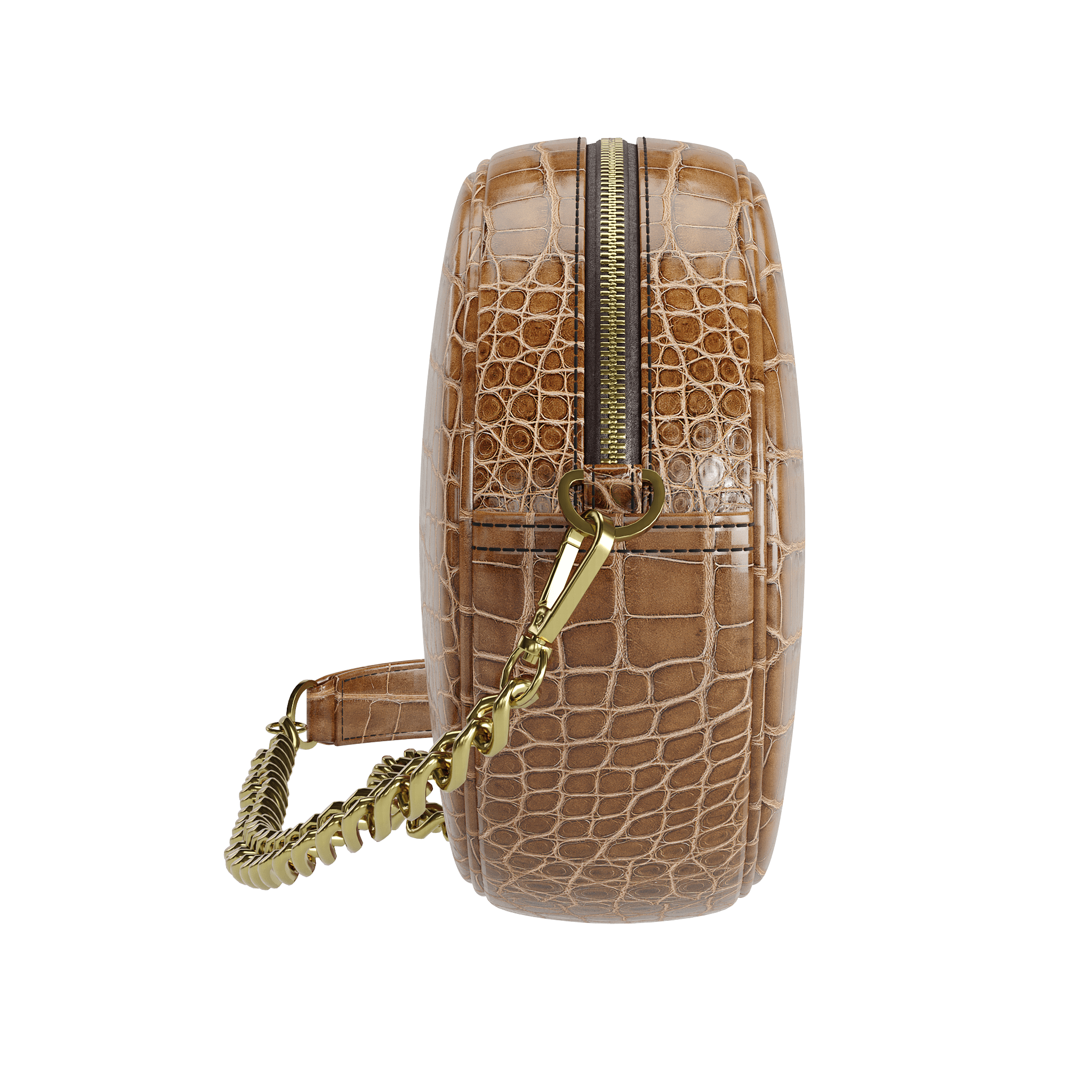 Authentic Cafe Brown Alligator Canteen Bag - Zelli Handbags