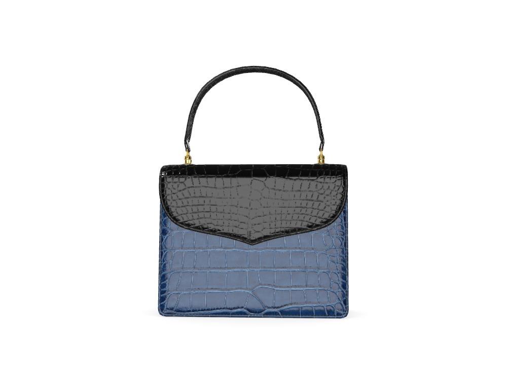 Authentic Luxury Black & Blue American Alligator Handbag - Zelli Handbags