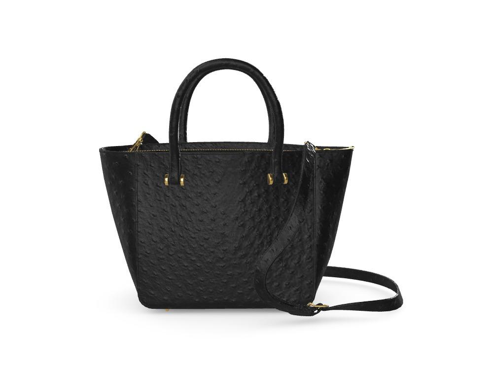 Black Full Quill Ostrich Tote - Zelli Handbags