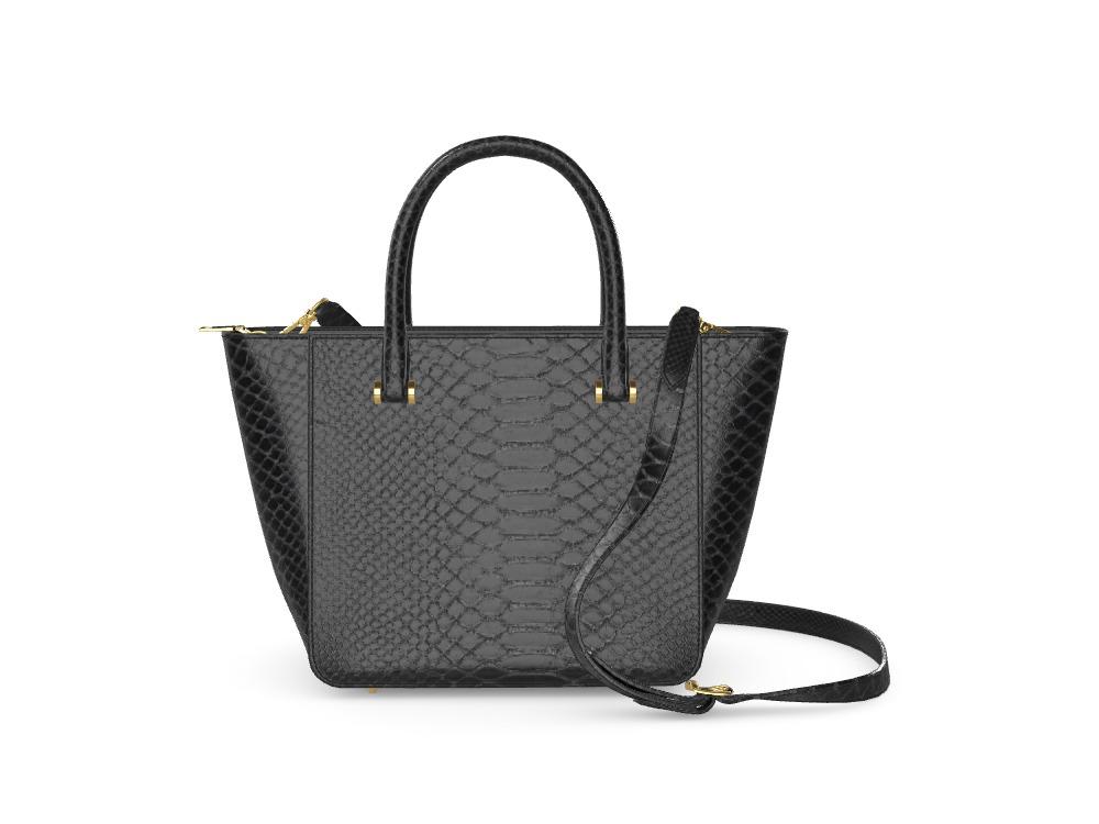 Black Wide Scale Python Tote - Zelli Handbags