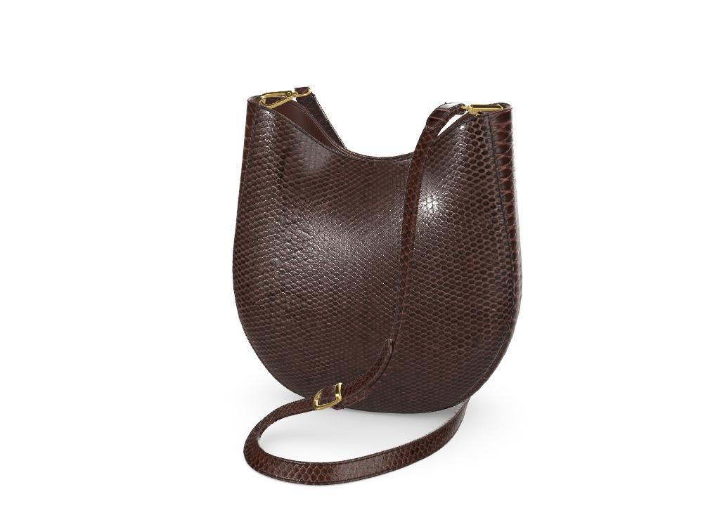 Brown Python and Havana Vachetta Crossbody Satchel - Zelli Handbags