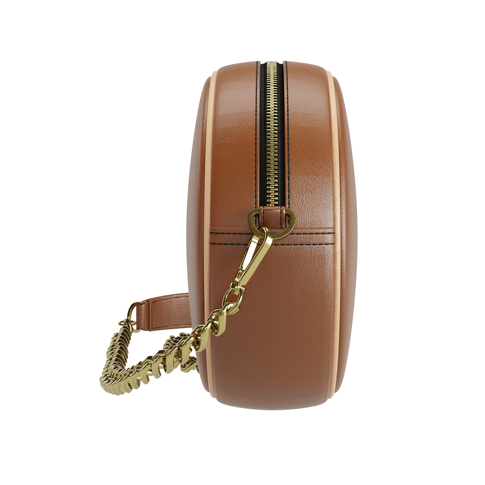 Brown Vegetable Tanned Brown Handbag With Patina Piping - Zelli Handbags