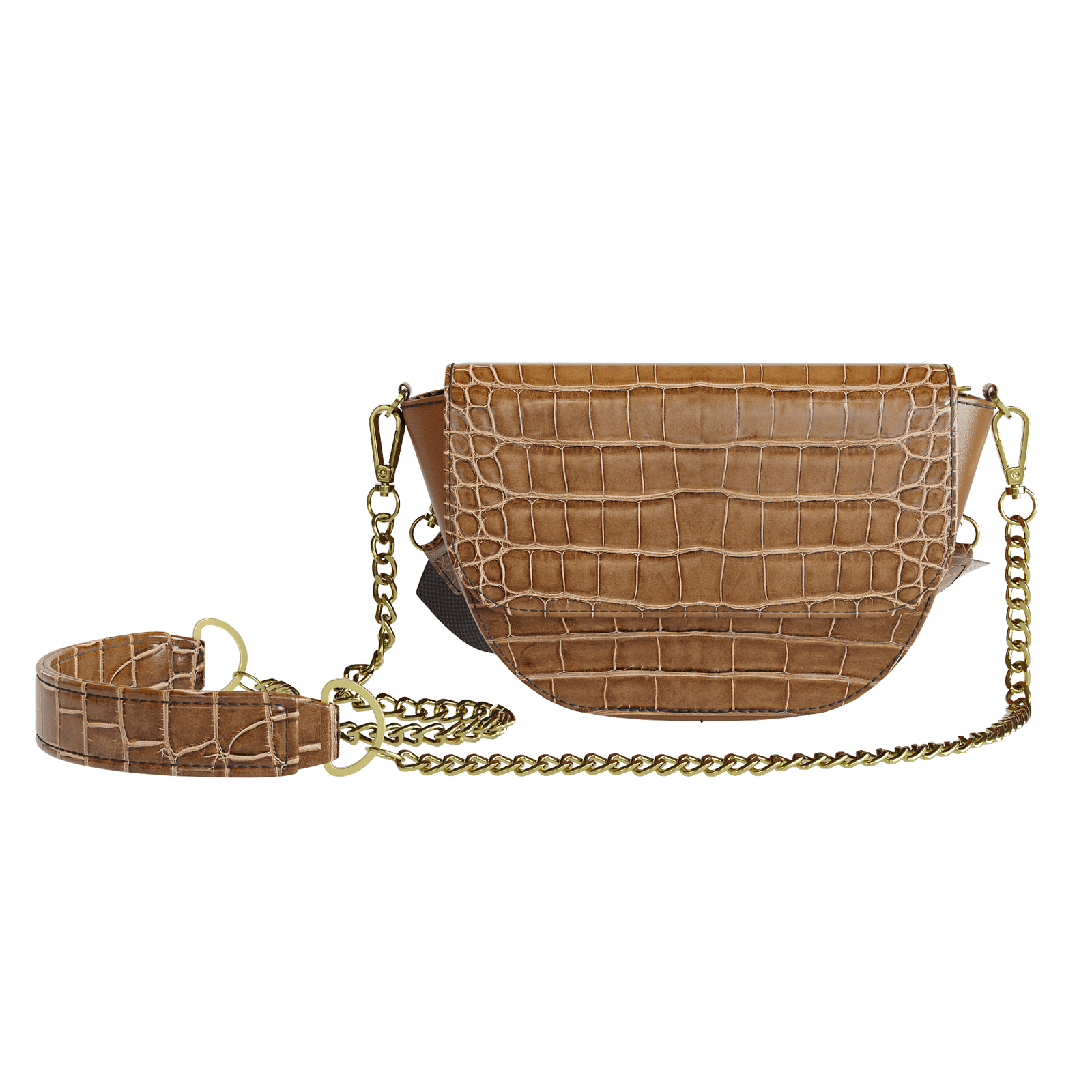 Cafe Alligator Hip Bag With Havana Brown Accents - Zelli Handbags