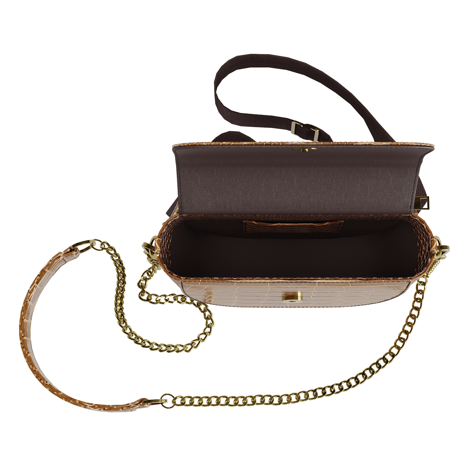 Cafe Alligator Hip Bag With Havana Brown Accents - Zelli Handbags