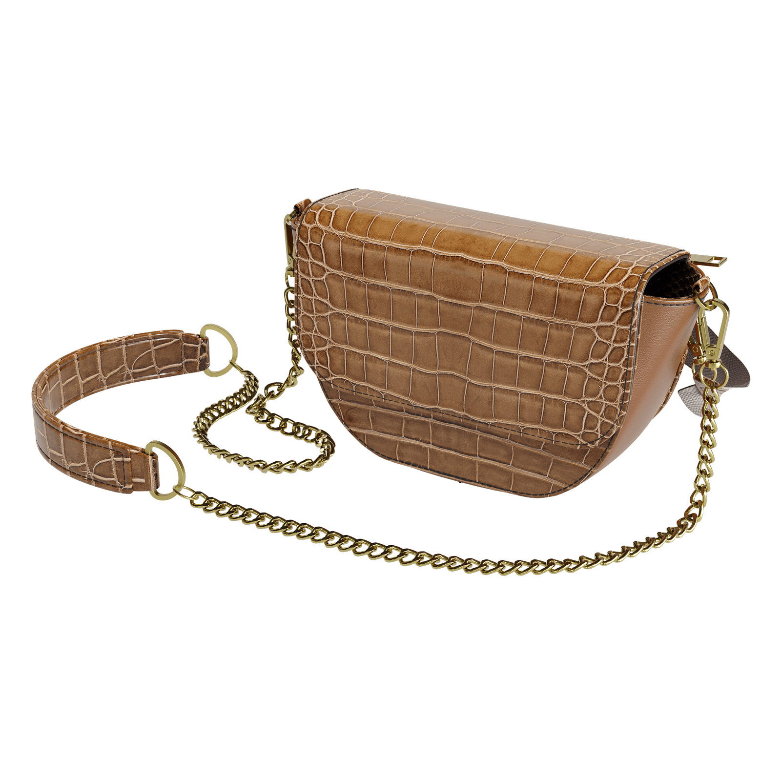 Cafe Alligator Hip Bag With Havana Brown Accents - Zelli Handbags