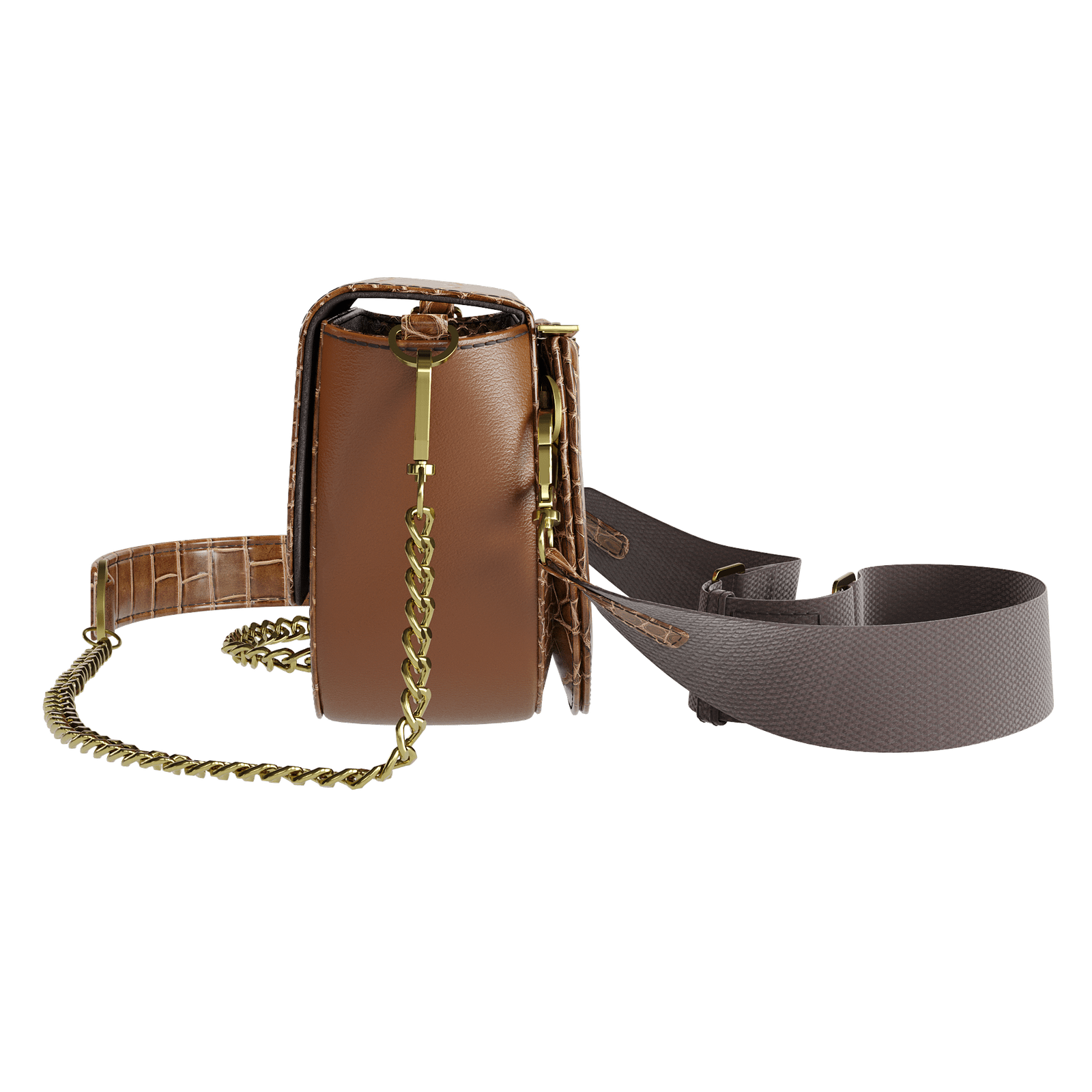 Cafe Alligator Hip Bag With Havana Brown Accents - Zelli Handbags