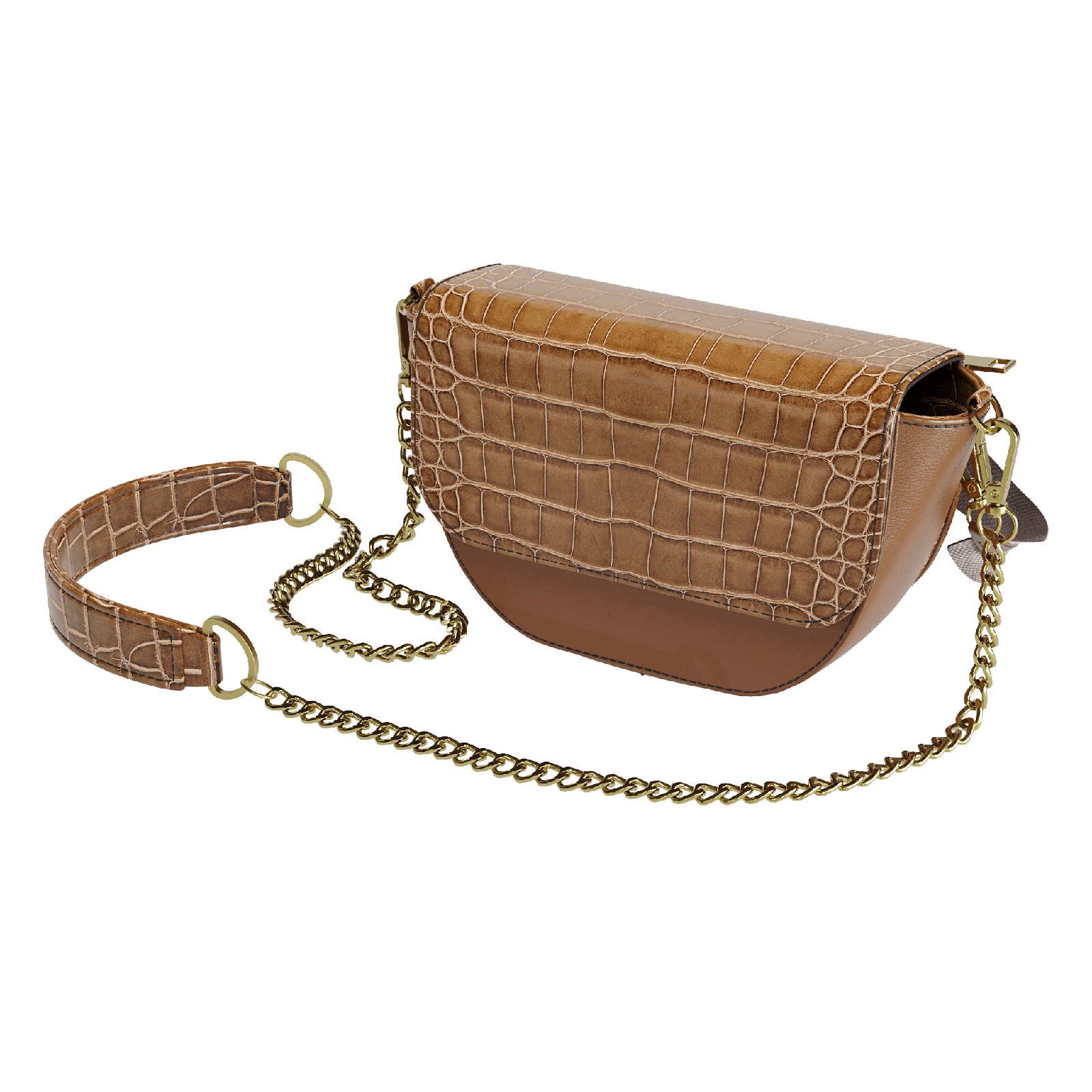 Cafe Alligator Hip Bag With Havana Brown Body - Zelli Handbags