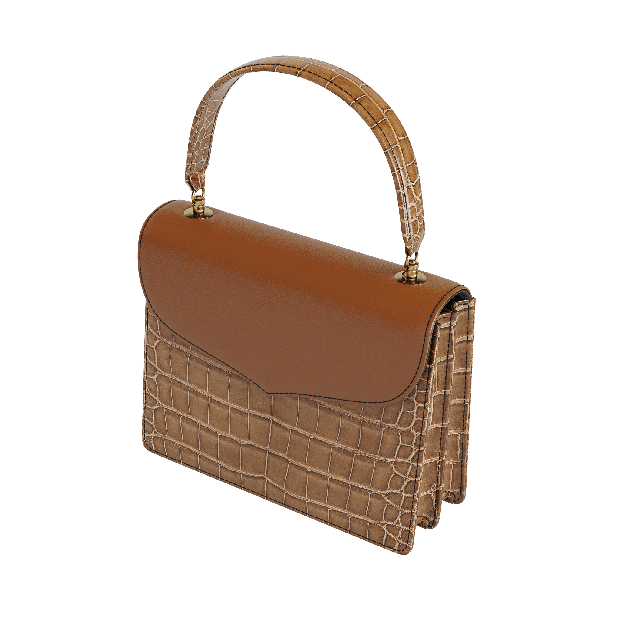 Classic Authentic Alligator Handbag With Dark Brown Top Flap - Zelli Handbags