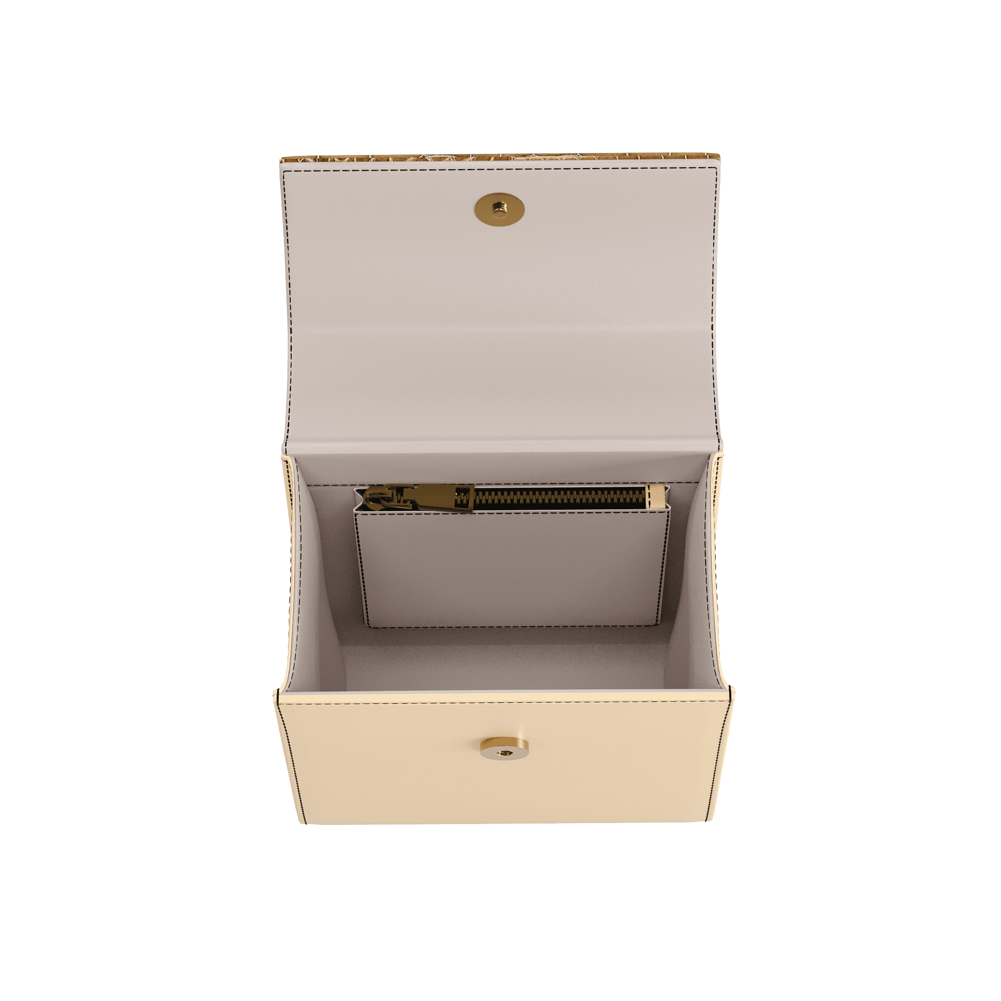 Classic Box Bag With Authentic Cafe Alligator & Natural Vachetta - Zelli Handbags