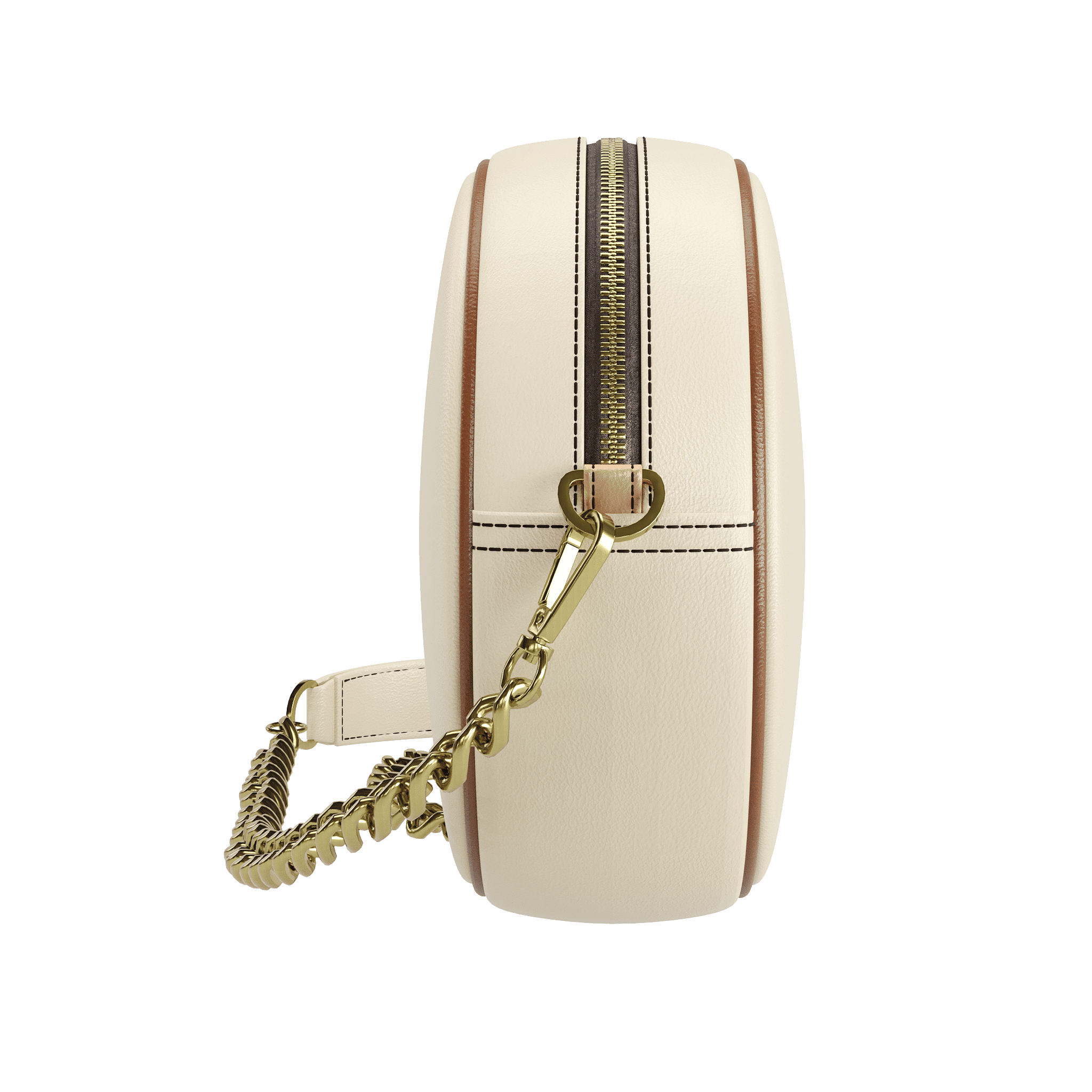 Cream Tone Handbag With Espresso Piping - Zelli Handbags