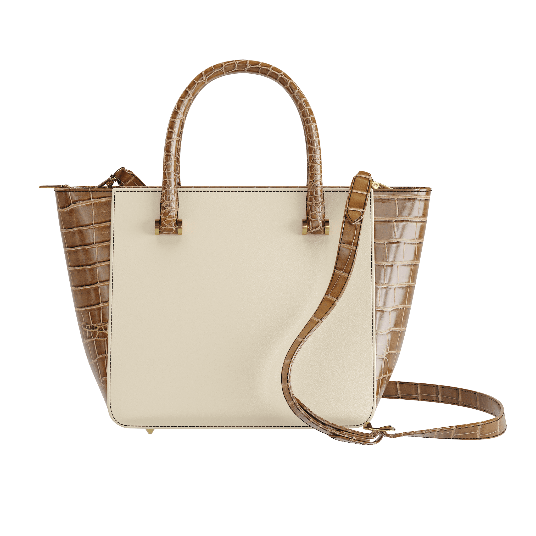 Cream Tone Tote With Brilliant Alligator Accents - Zelli Handbags