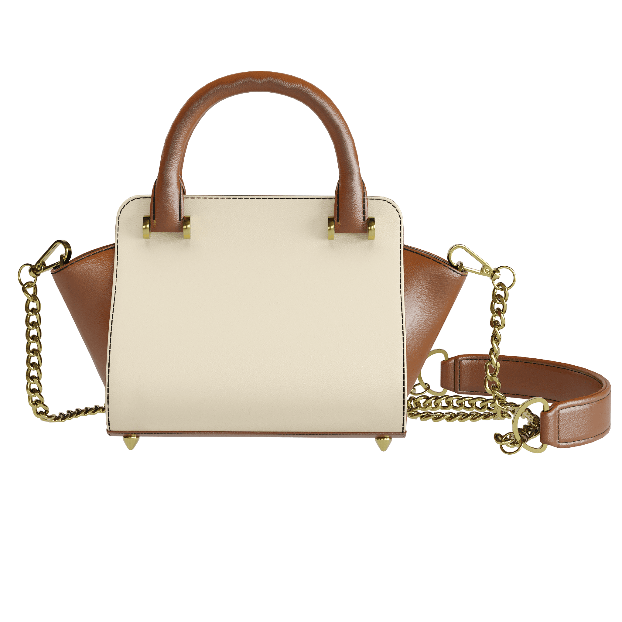 Cream Veggie Tanned Handbag With Dark Brown Accents - Zelli Handbags