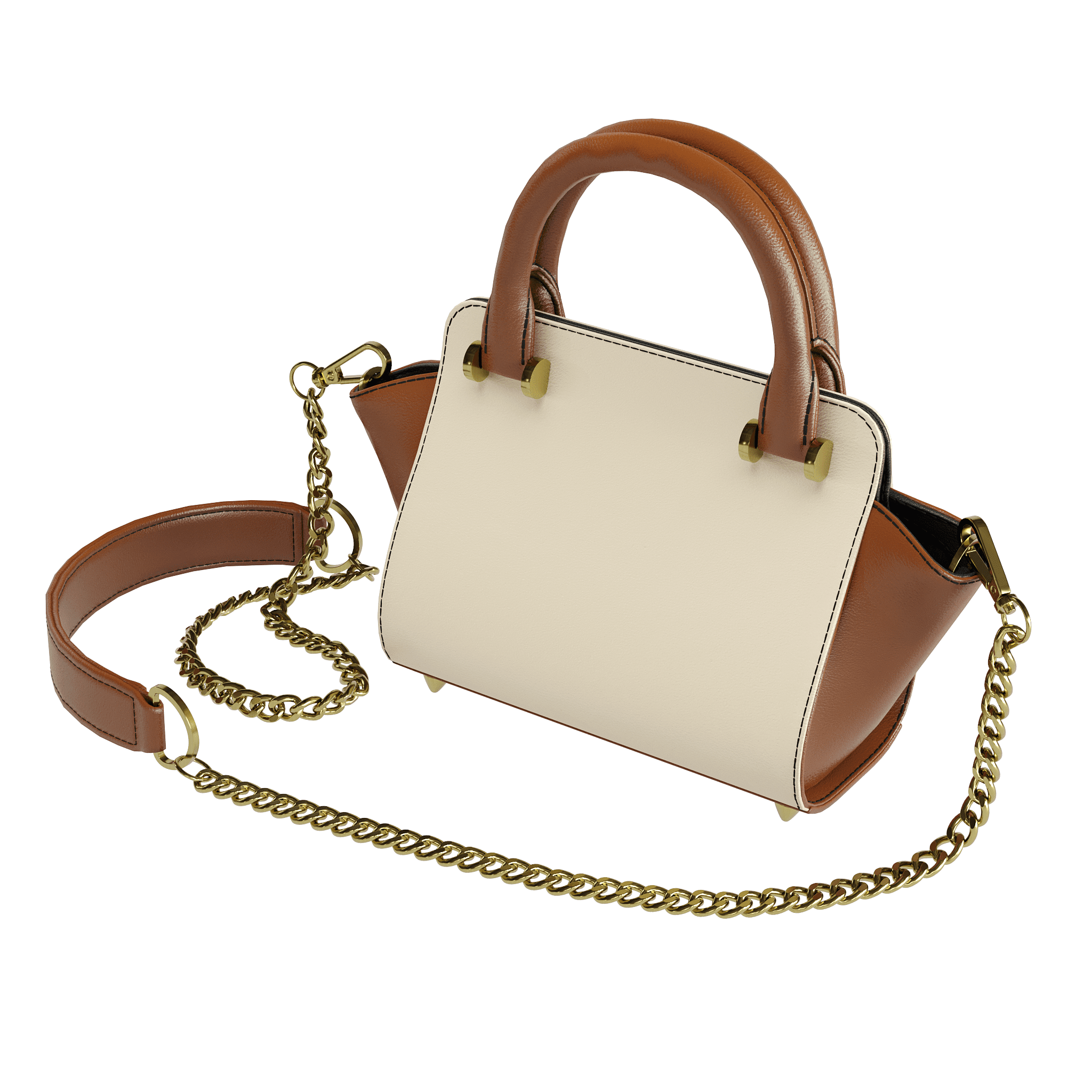 Cream Veggie Tanned Handbag With Dark Brown Accents - Zelli Handbags