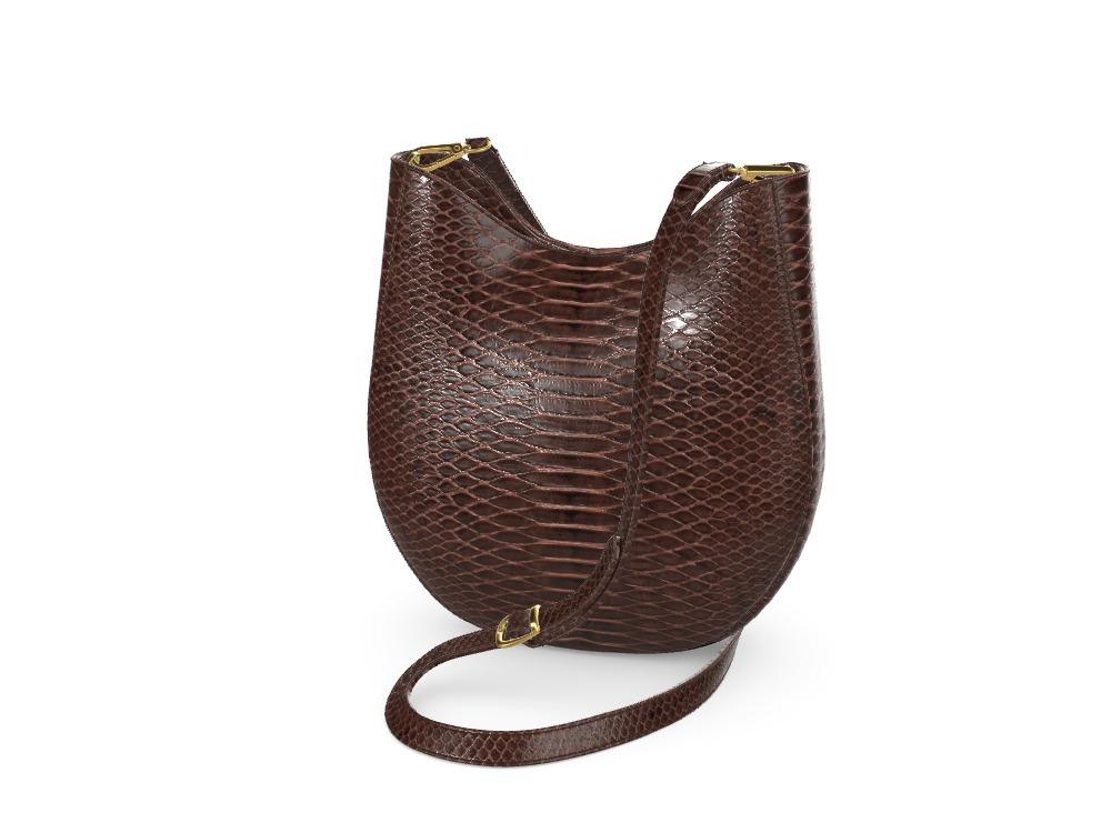 Crossbody Satchel in Brown Wide Scale Python - Zelli Handbags