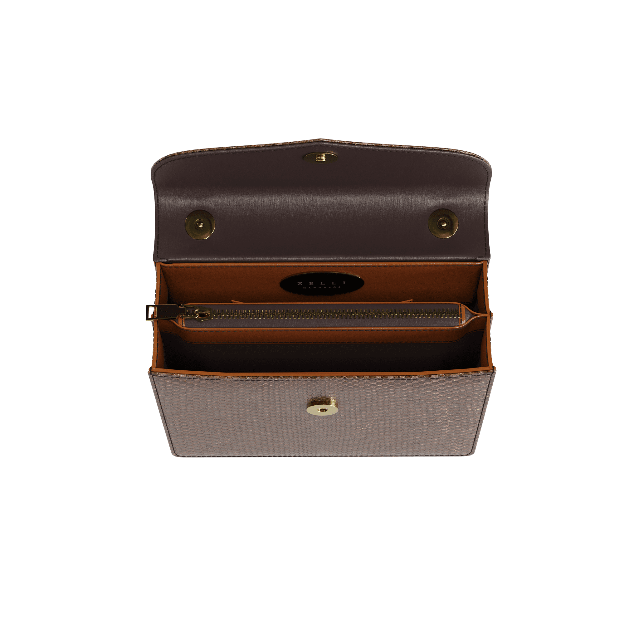 Dark Brown Fine Python Scale Handbag - Zelli Handbags