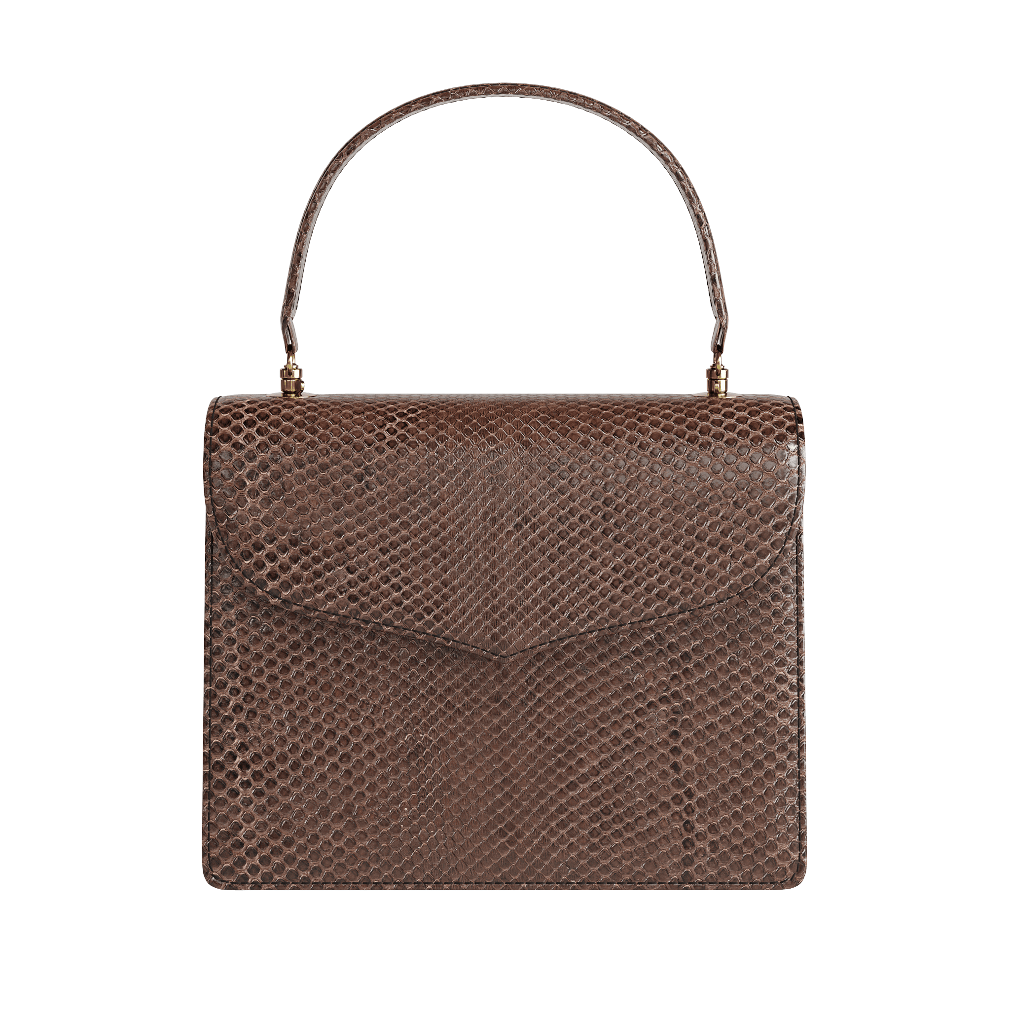 Dark Brown Fine Python Scale Handbag - Zelli Handbags