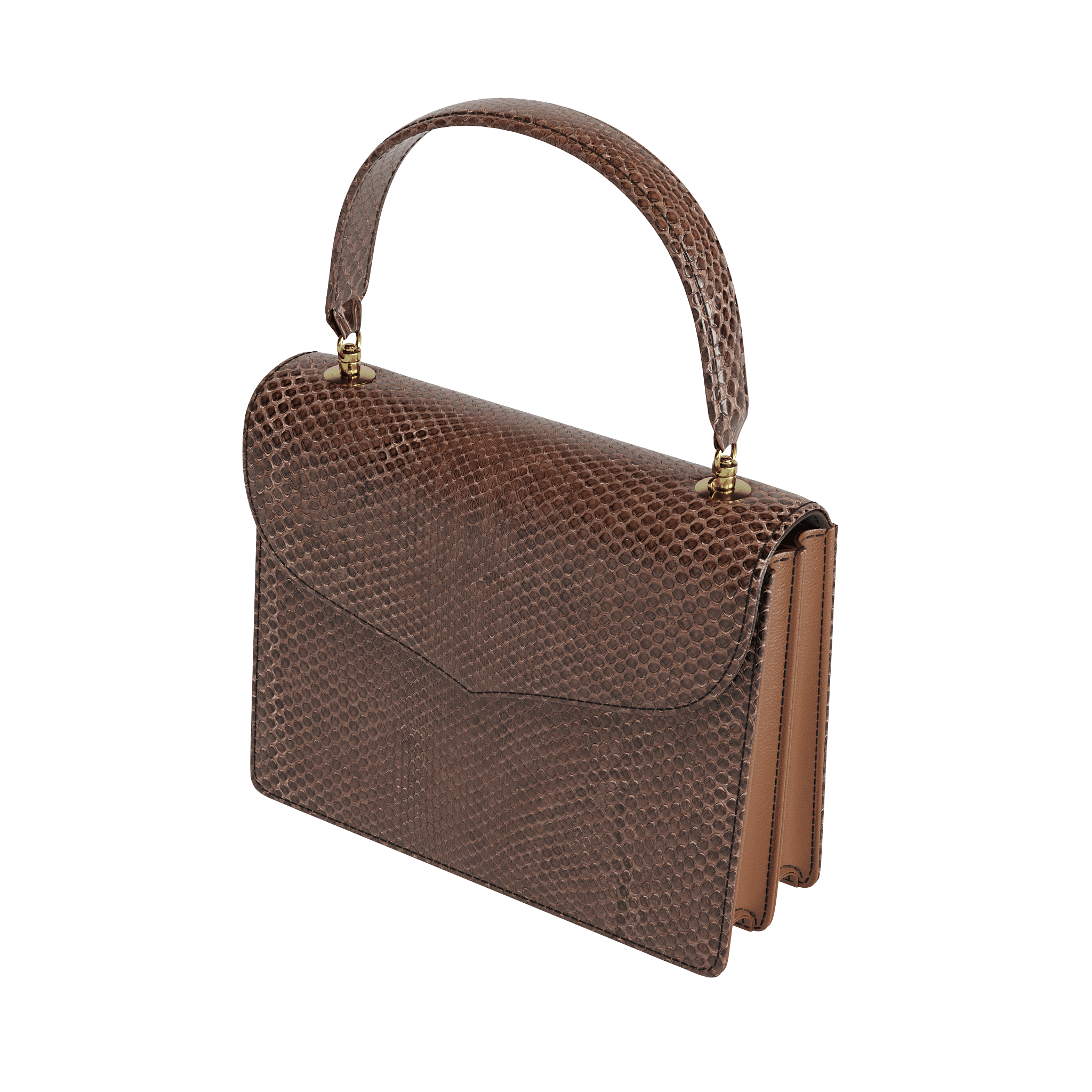 Dark Brown Fine Python Scale Handbag - Zelli Handbags