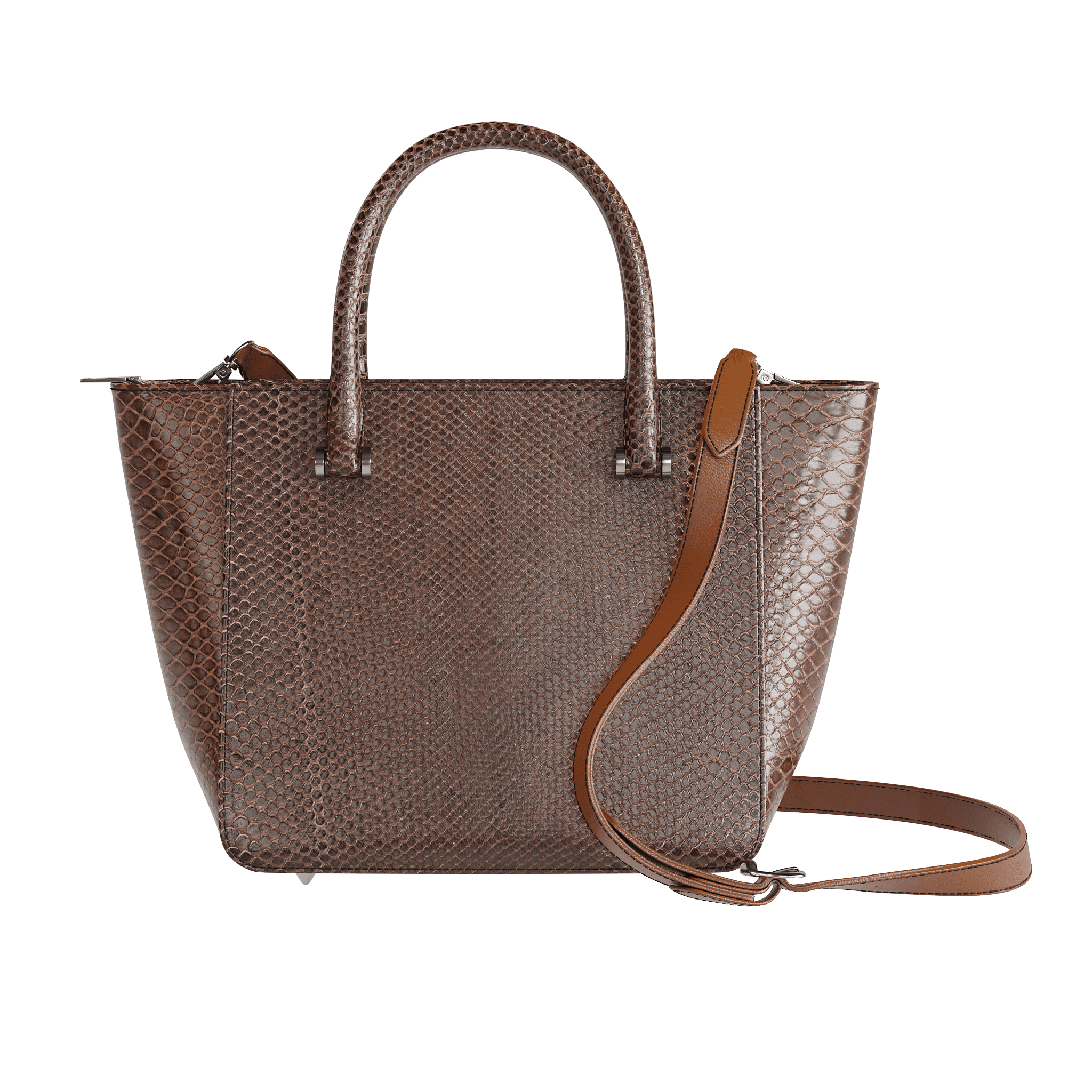 Dark Brown Fine Scale Authentic Python Tote - Zelli Handbags