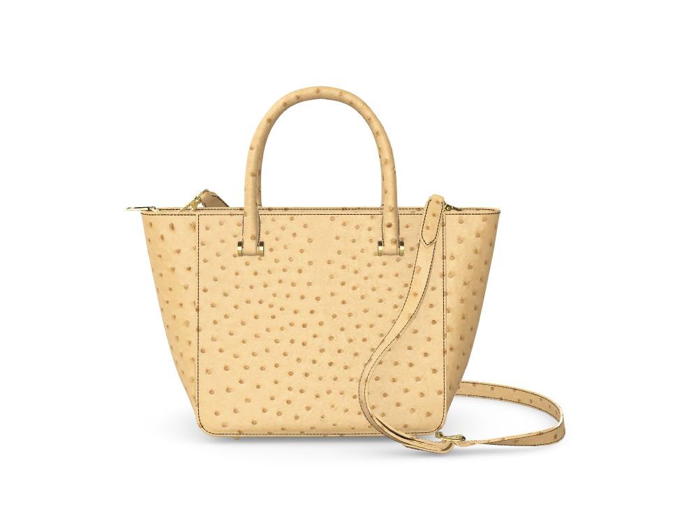 Designer Tote In Luxury Wheat Ostrich - Zelli Handbags