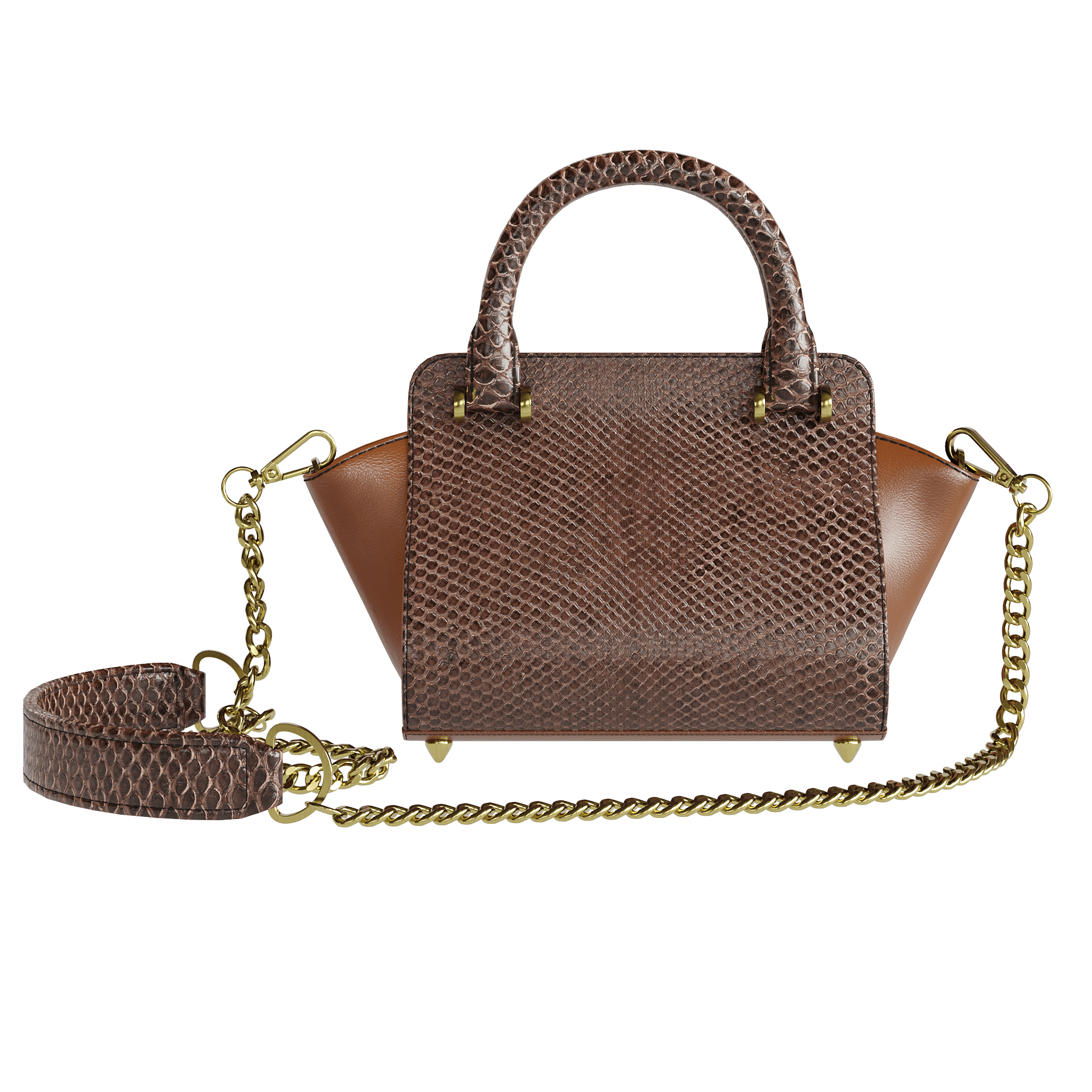 Fine Brown Python Handbag With Dark Tanned Accents - Zelli Handbags