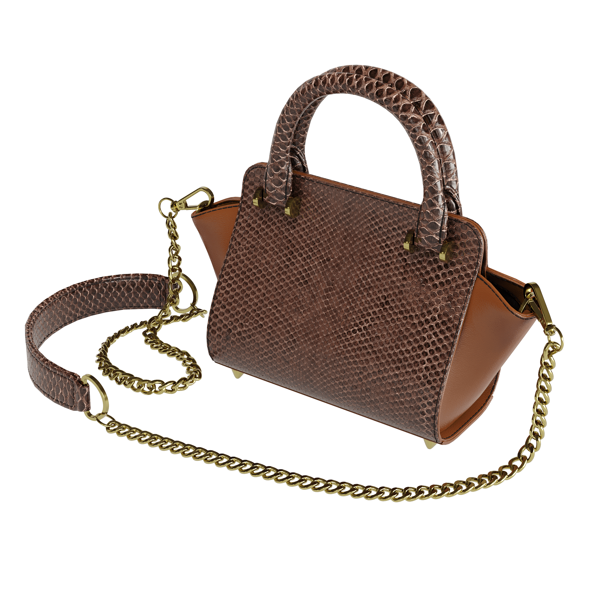 Fine Brown Python Handbag With Dark Tanned Accents - Zelli Handbags