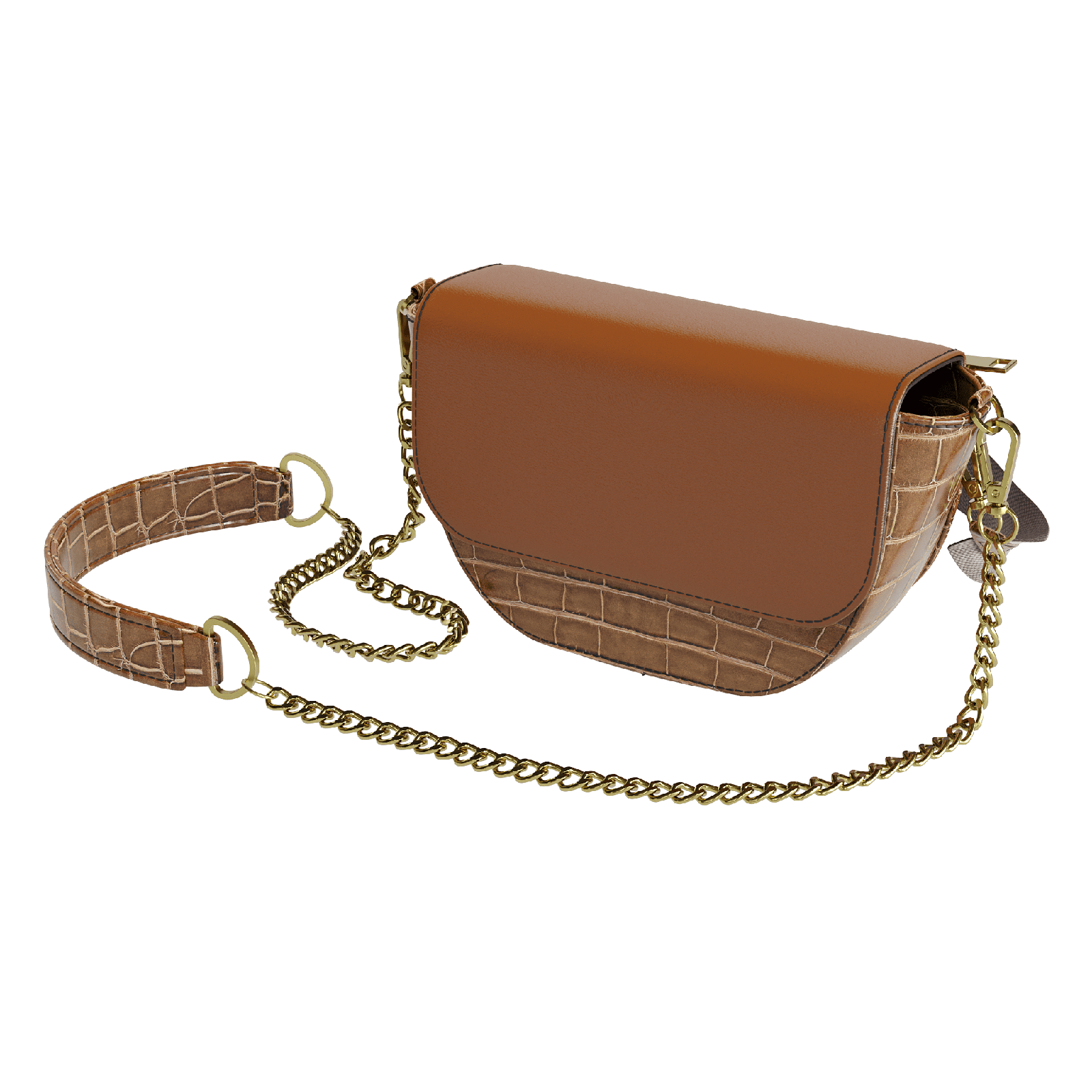 Havana Brown Hip Bag With Cafe Alligator Body - Zelli Handbags