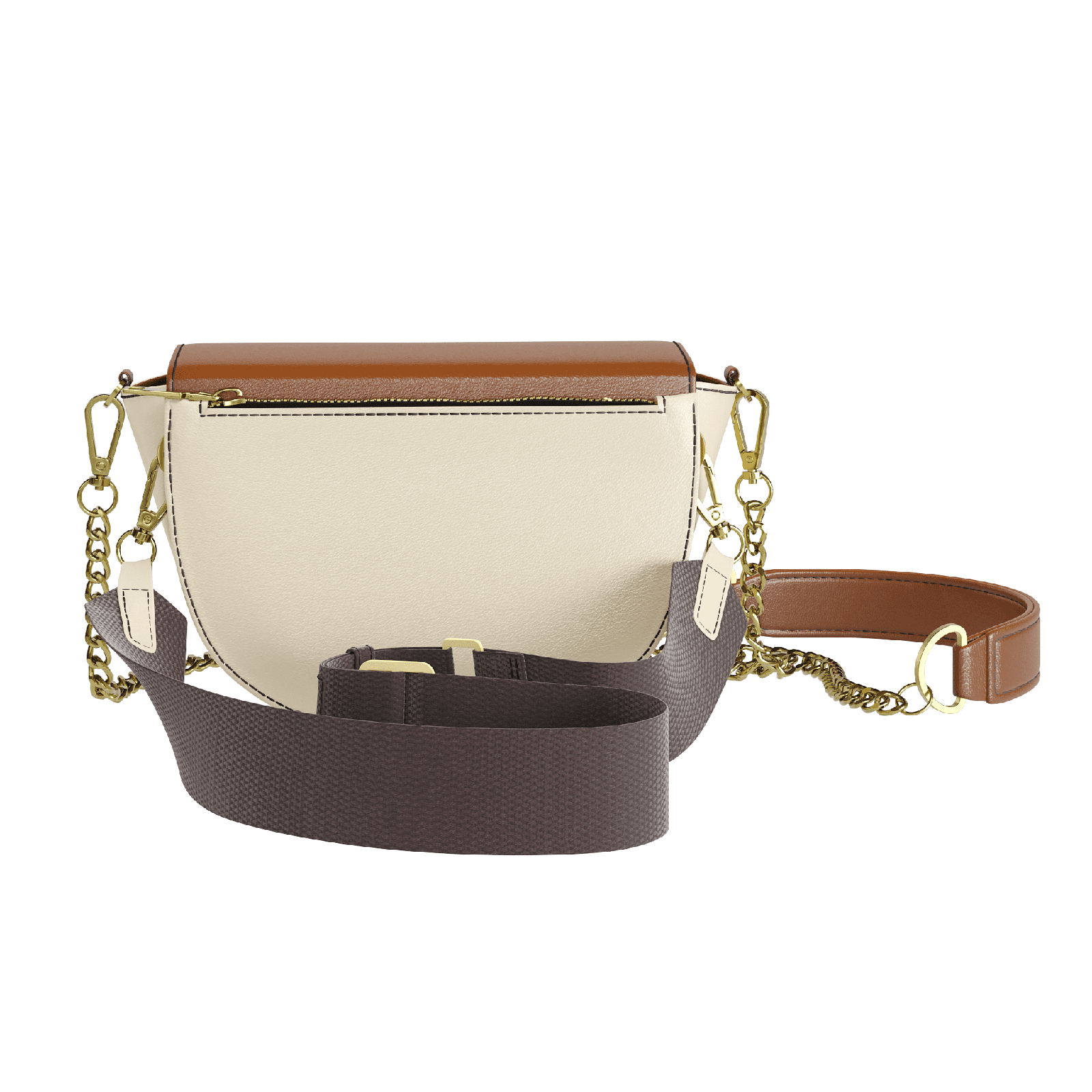 Havana Brown Hip Bag With Cream Vachetta Body - Zelli Handbags