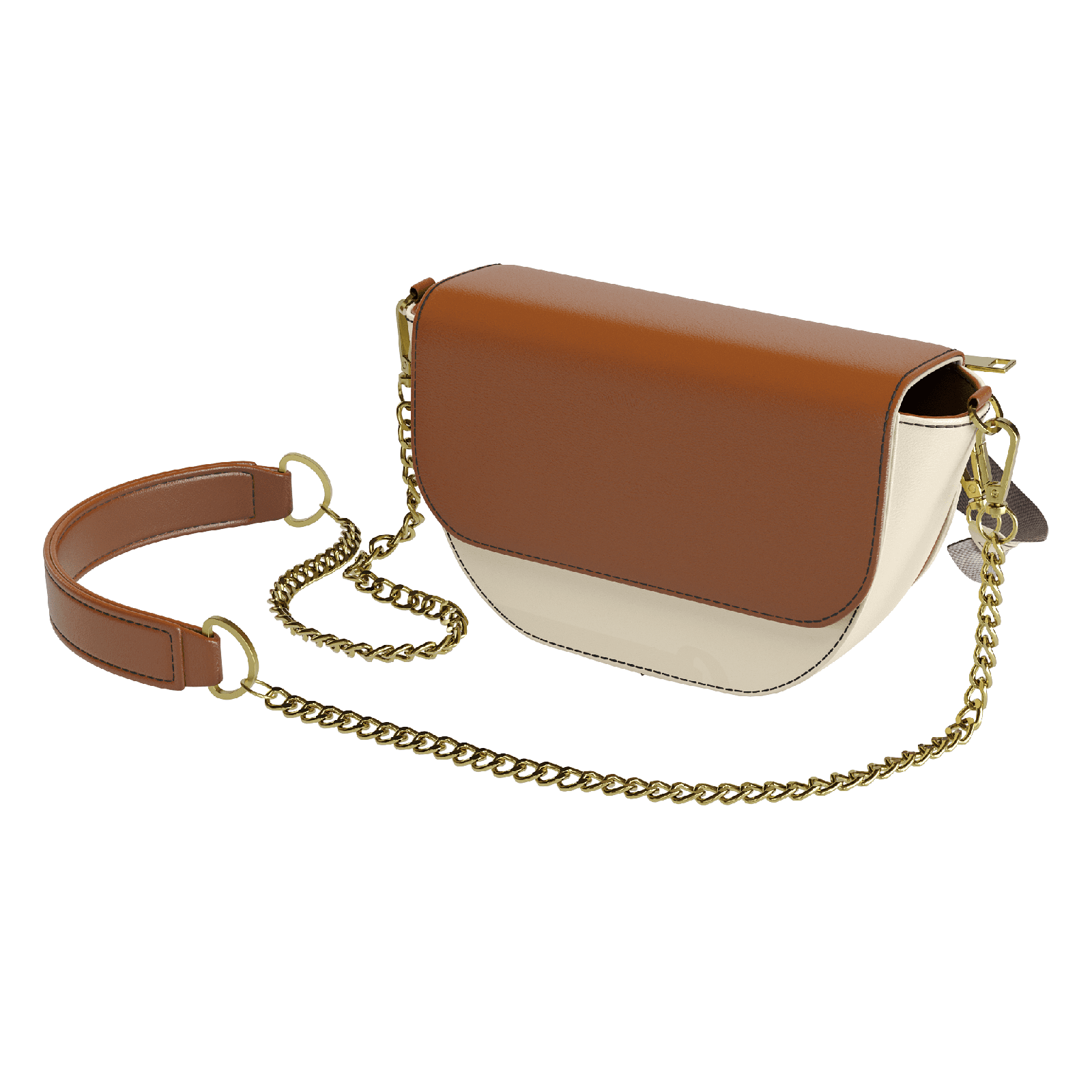 Havana Brown Hip Bag With Cream Vachetta Body - Zelli Handbags