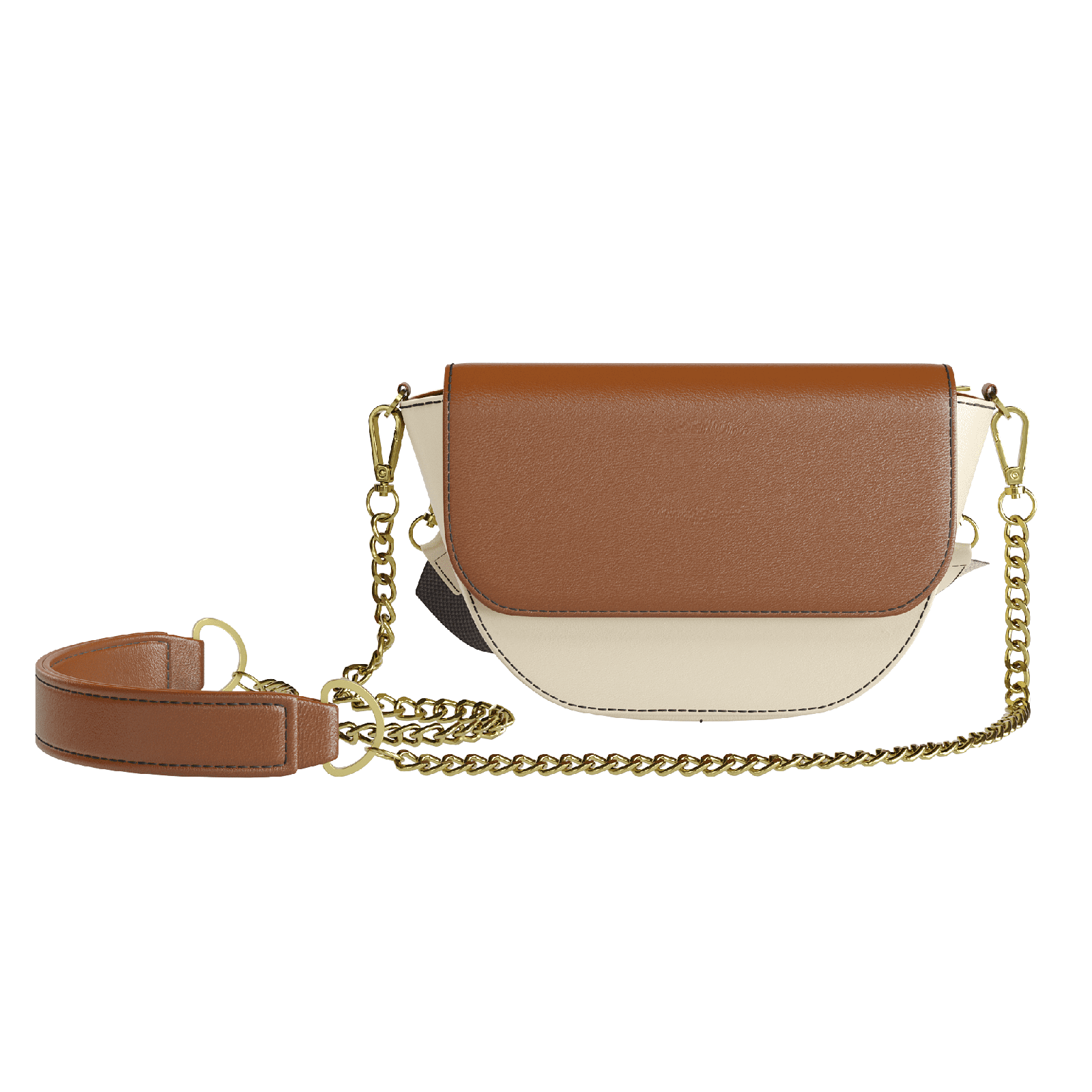 Havana Brown Hip Bag With Cream Vachetta Body - Zelli Handbags