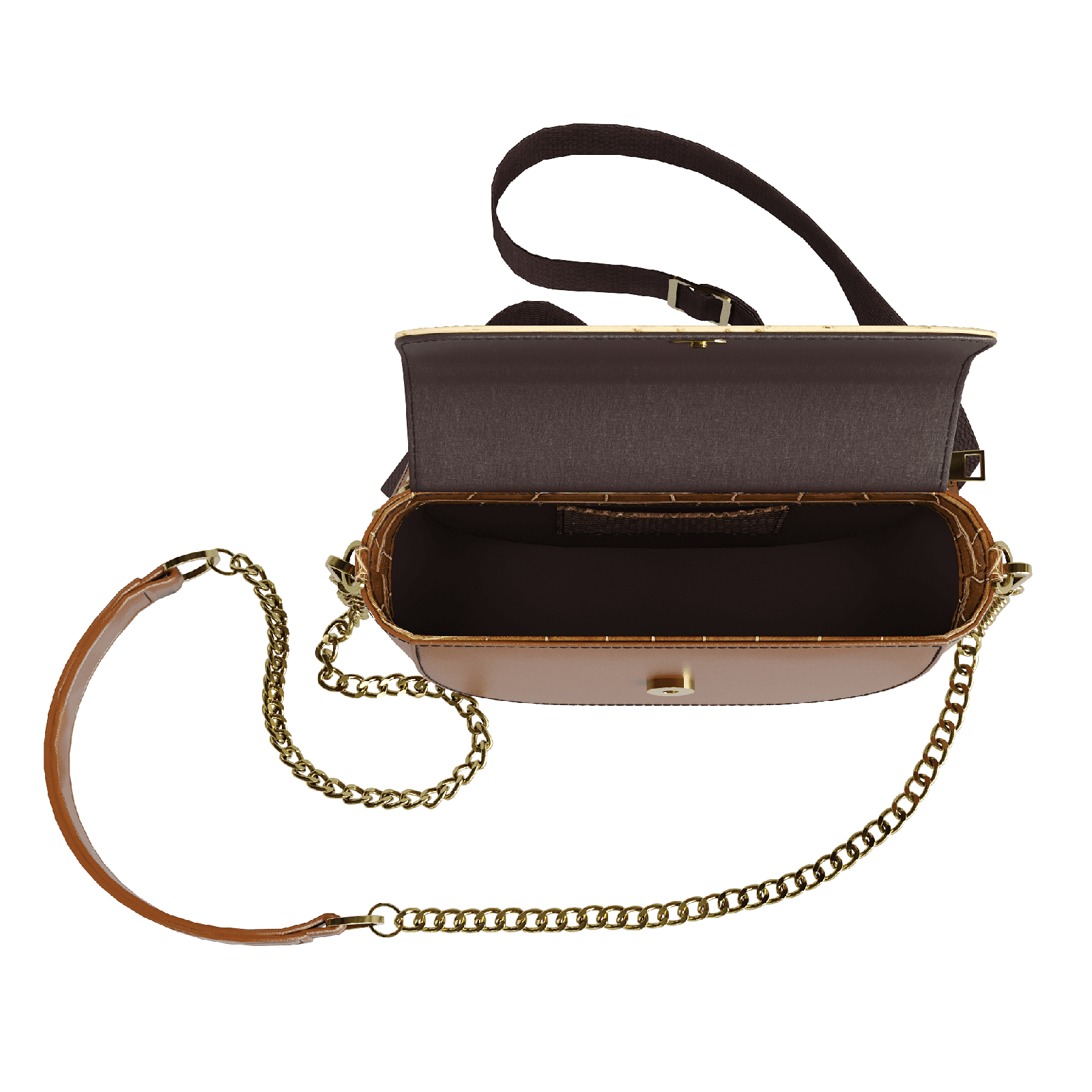 Light Wheat Ostrich Hip Bag With Havana Brown Veggie Tanned Body - Zelli Handbags