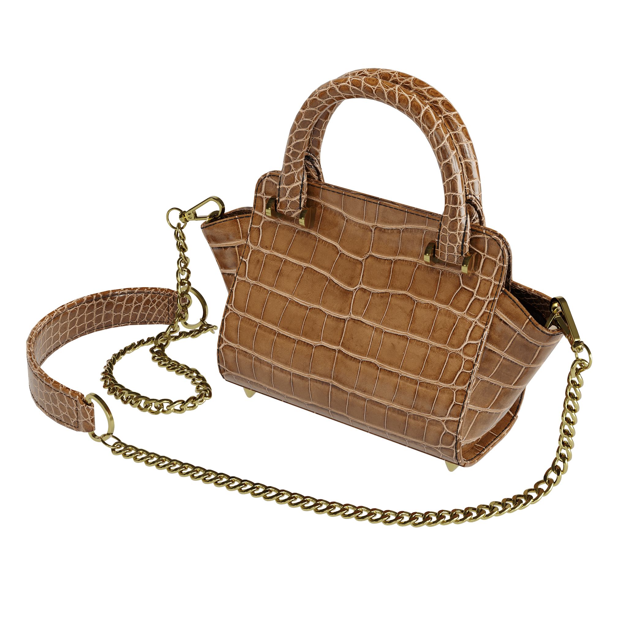 Luxury Brown Alligator Handbag With Flared Sides - Zelli Handbags