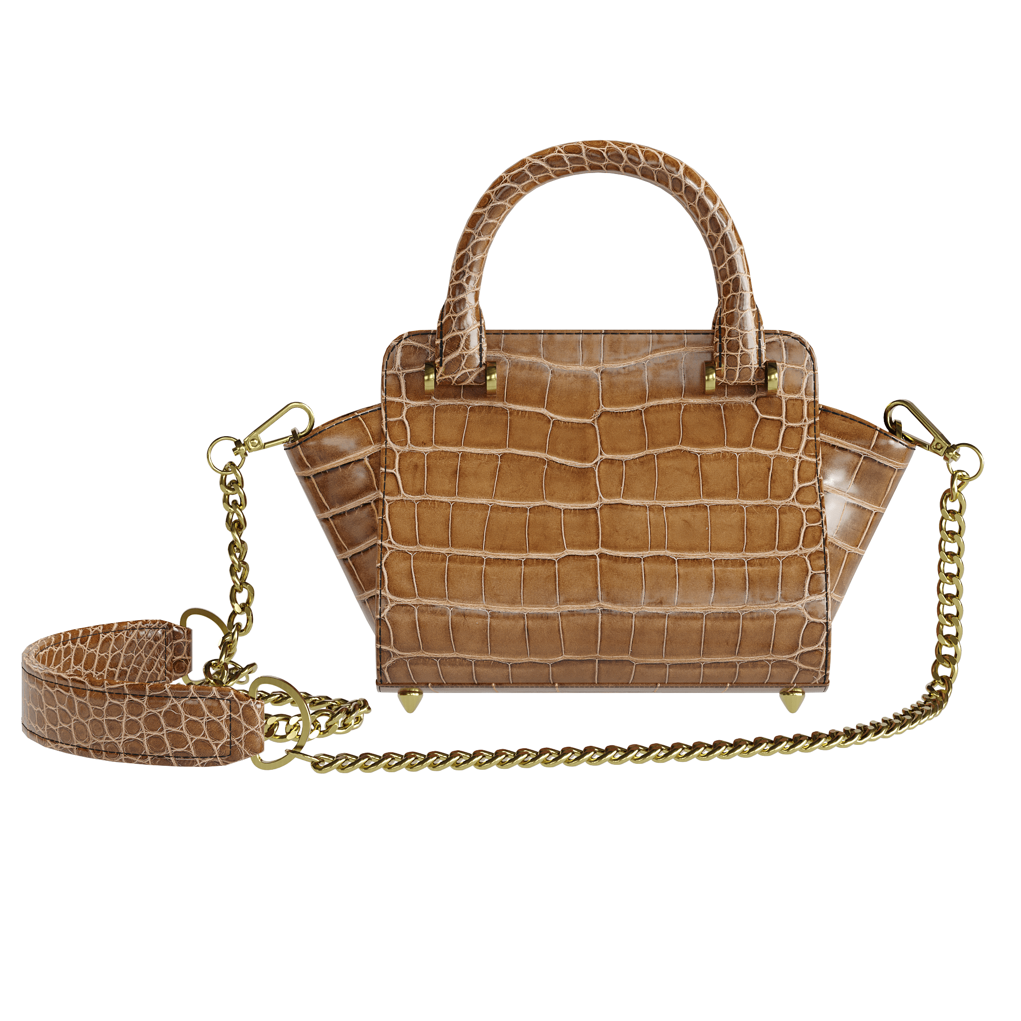 Luxury Brown Alligator Handbag With Flared Sides - Zelli Handbags