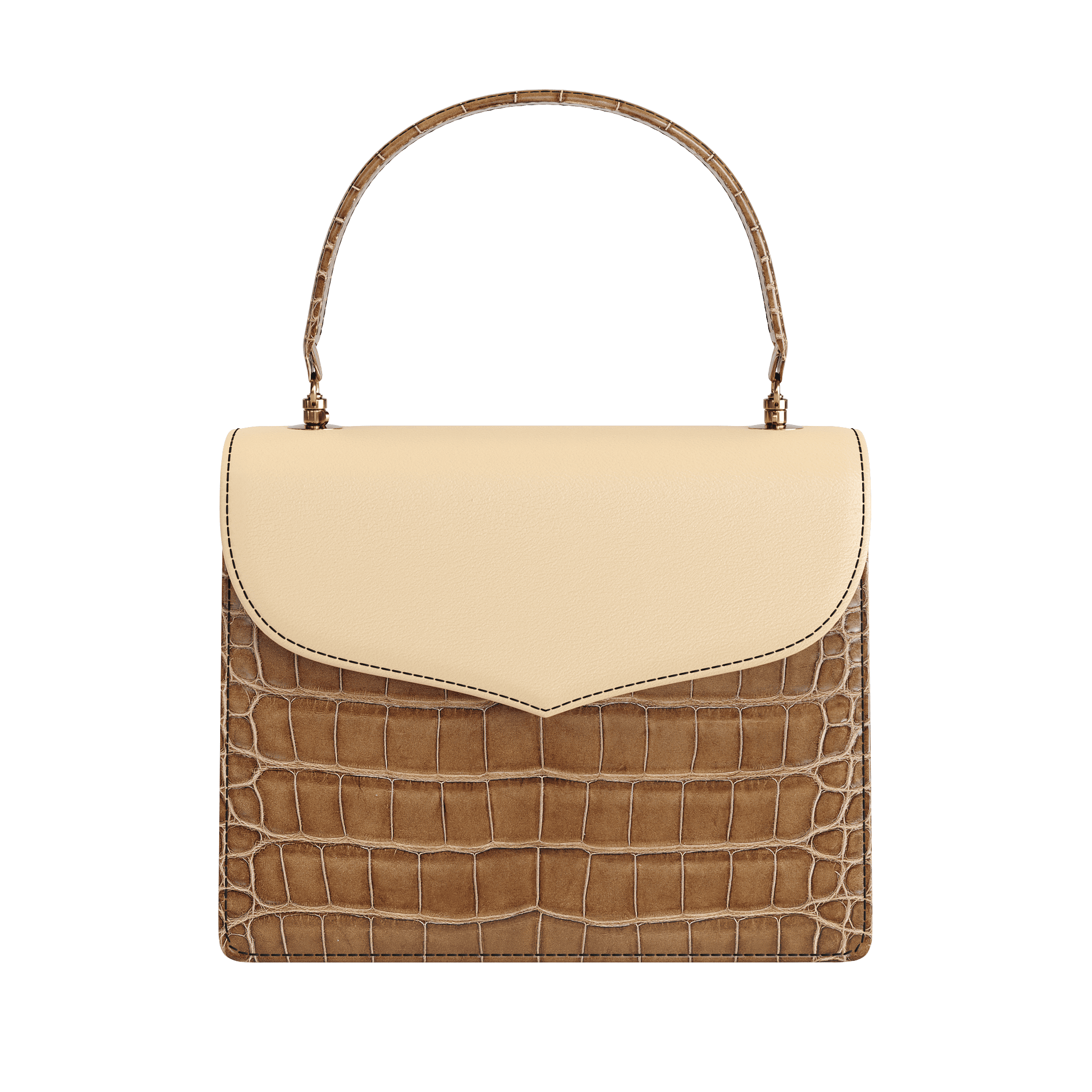 Luxury Handbag In Brown Alligator & Natural Veggie Tanned Accents - Zelli Handbags