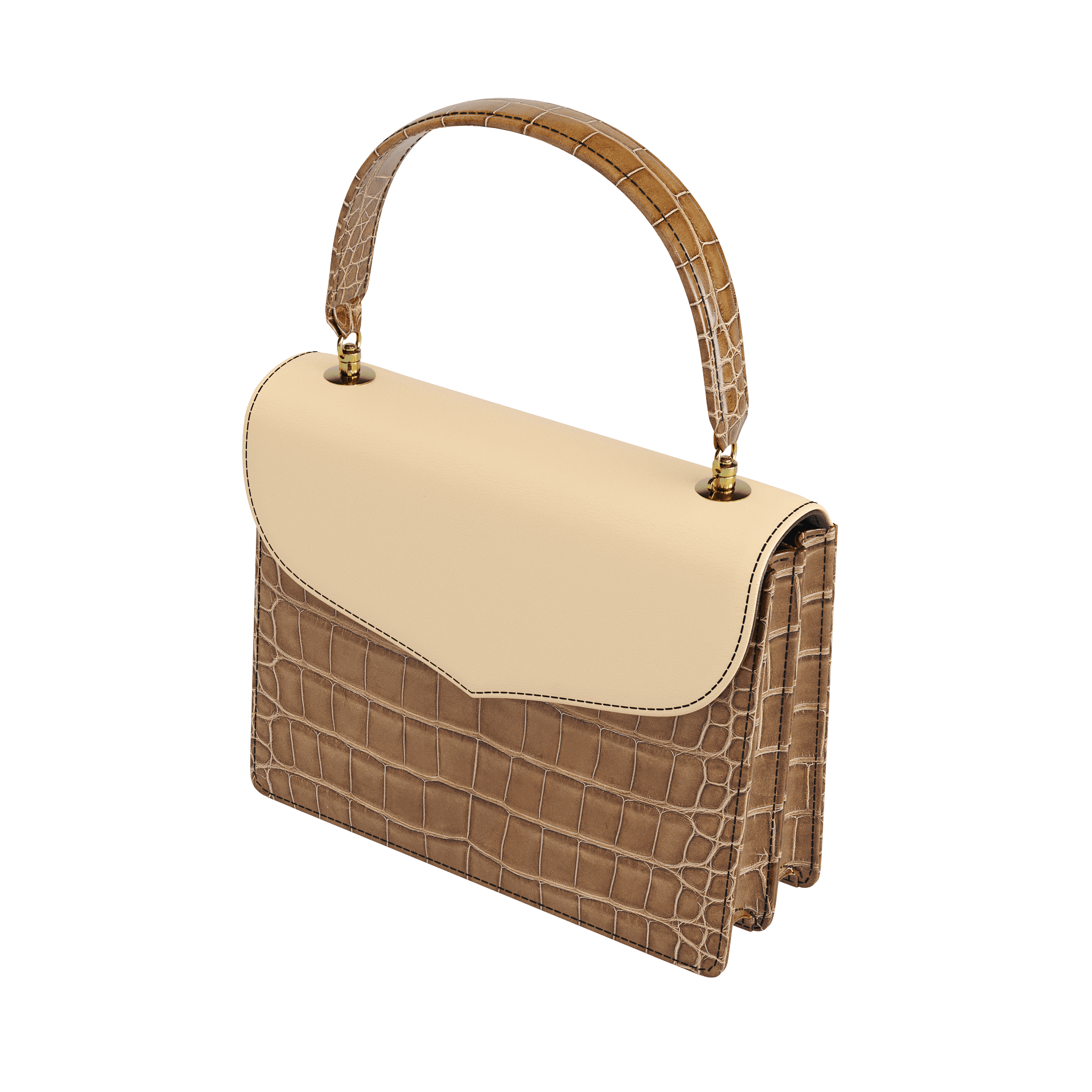 Luxury Handbag In Brown Alligator & Natural Veggie Tanned Accents - Zelli Handbags