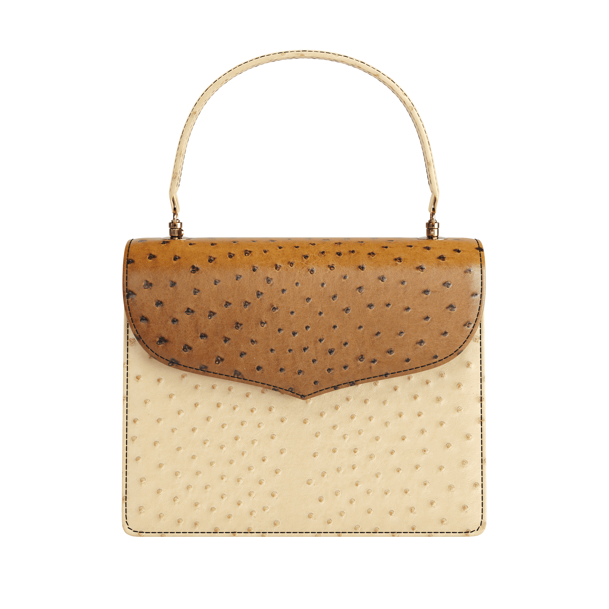 Luxury Two Tone Ostrich Handbag With Modern Style - Zelli Handbags