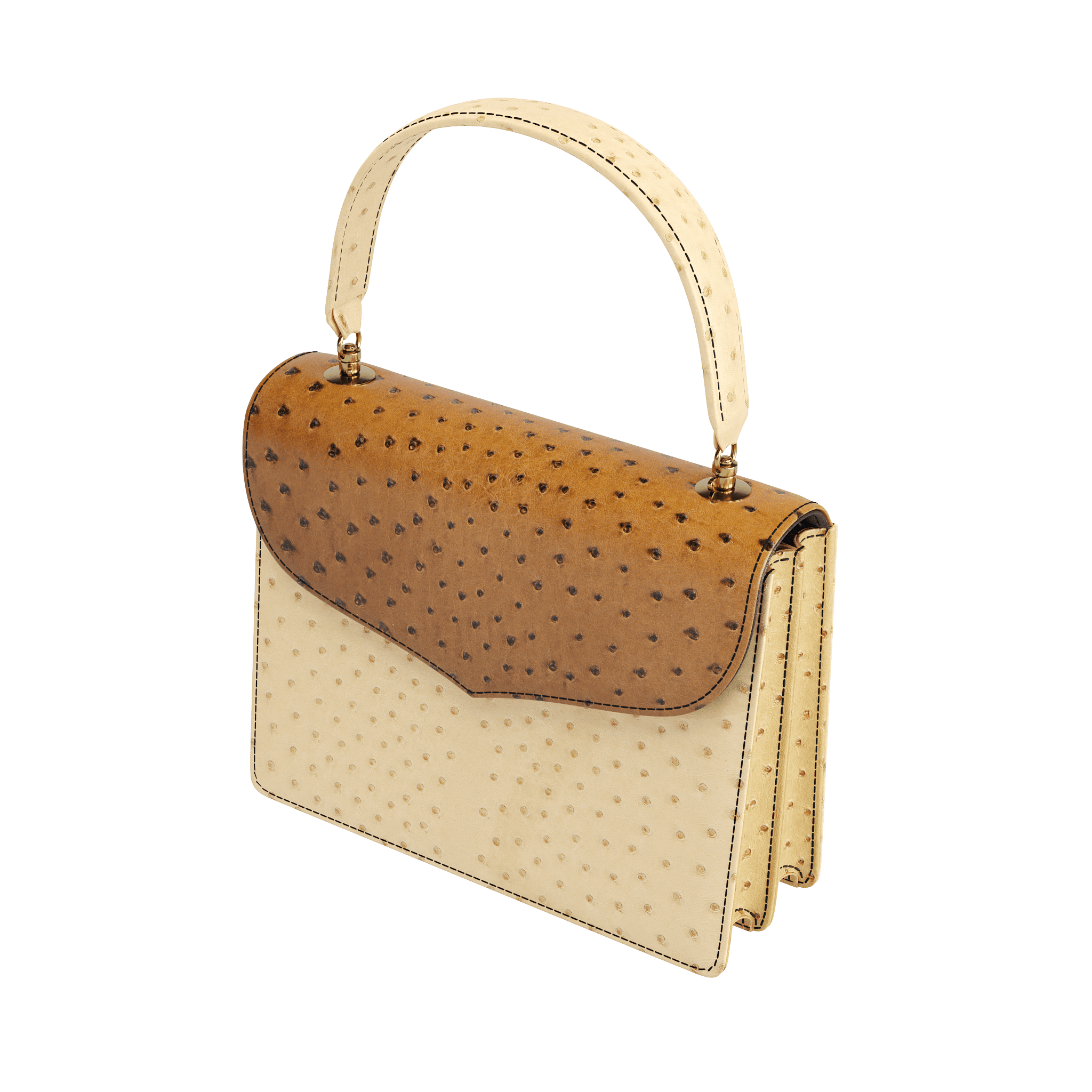 Luxury Two Tone Ostrich Handbag With Modern Style - Zelli Handbags